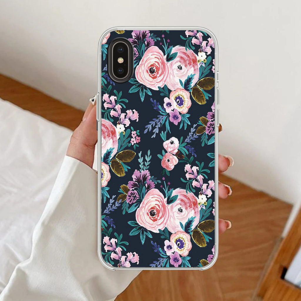 Cute Floral Anti Yellow Clear Case For iPhone XR