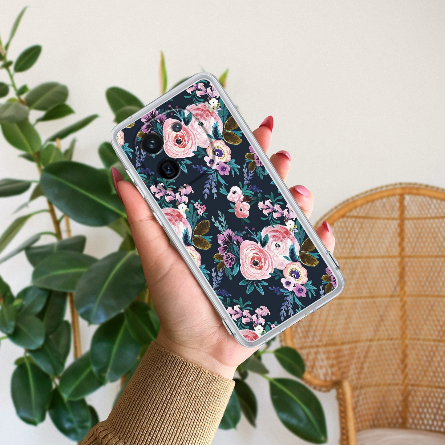 Cute Floral Transparent Silicon Case For iQOO