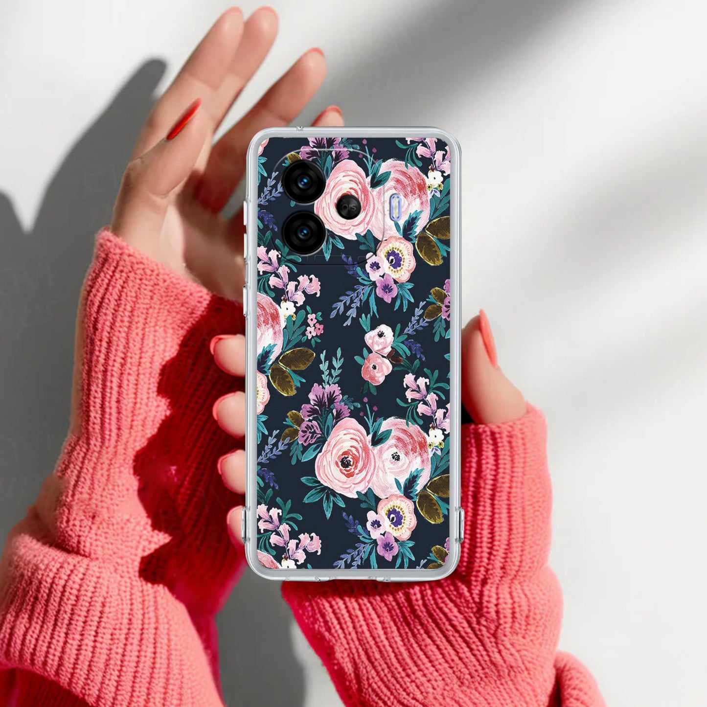 Cute Floral Transparent Silicon Case For iQOO
