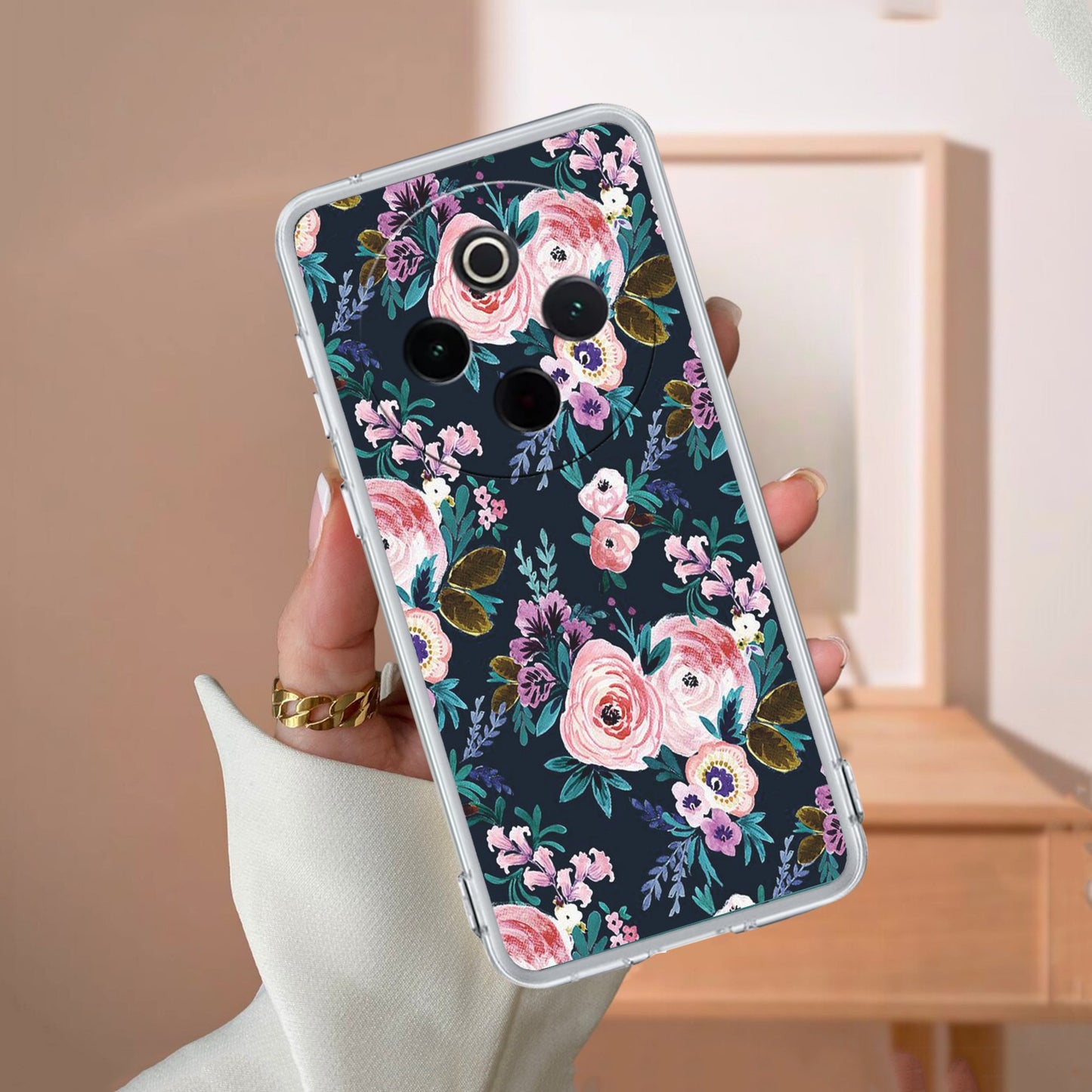 Cute Floral Transparent Silicon Case For iQOO