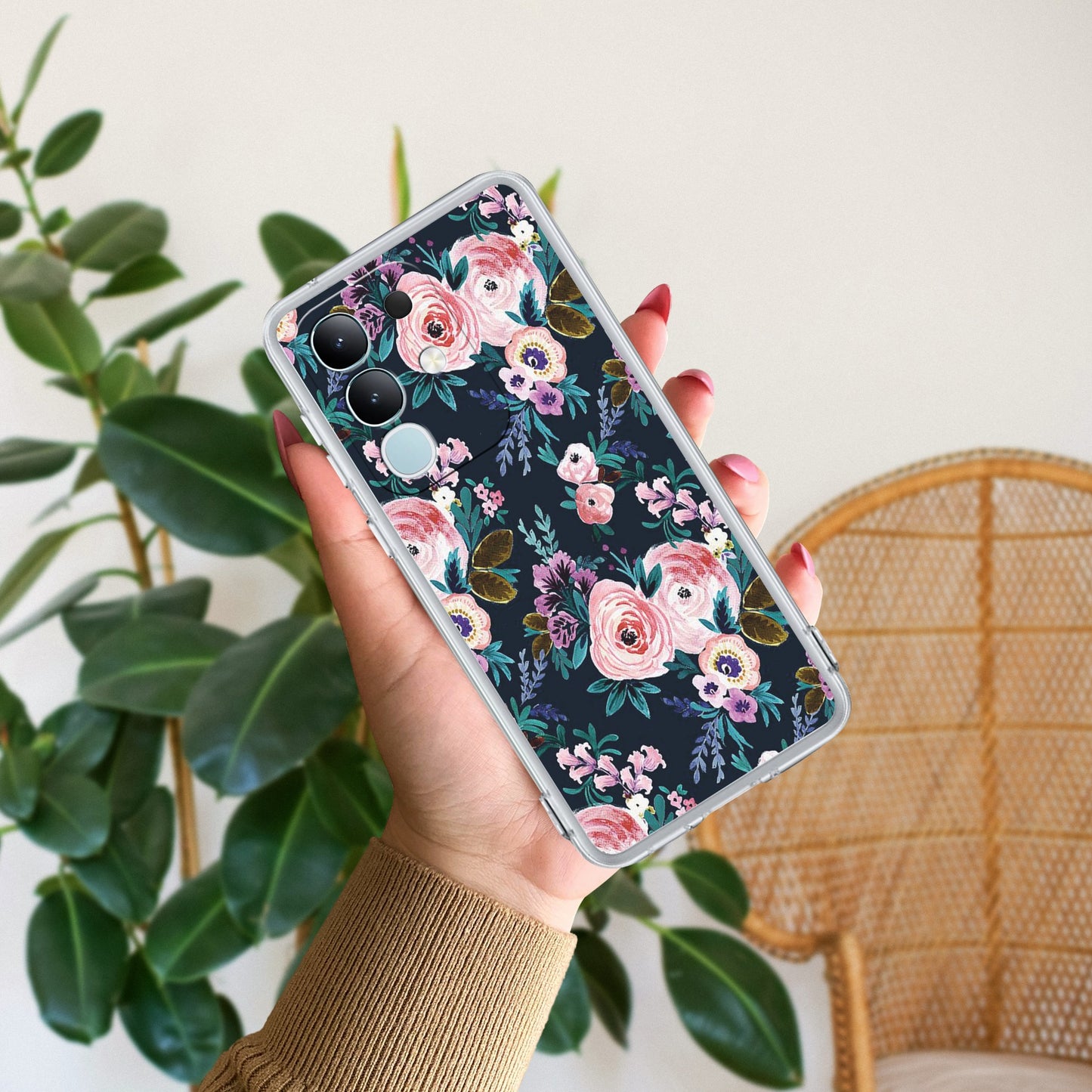 Cute Floral Transparent Silicon Case For iQOO