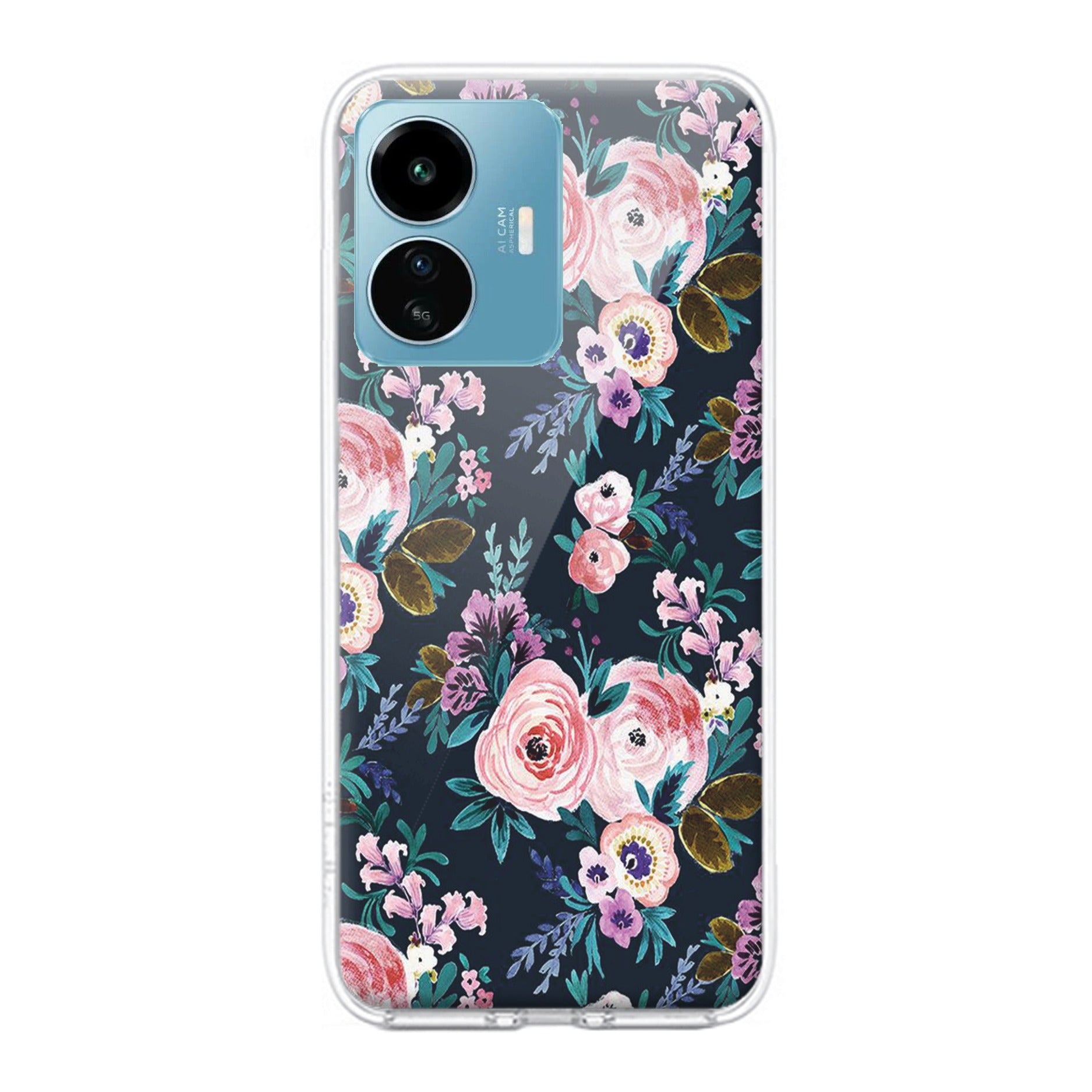 Cute Floral Transparent Silicon Case For iQOO Z6 Lite 5G