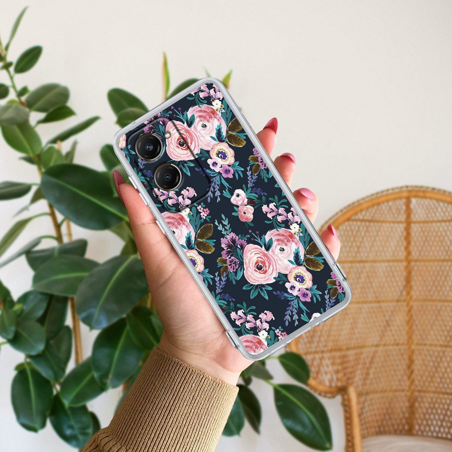 Cute Floral Transparent Silicon Case For iQOO