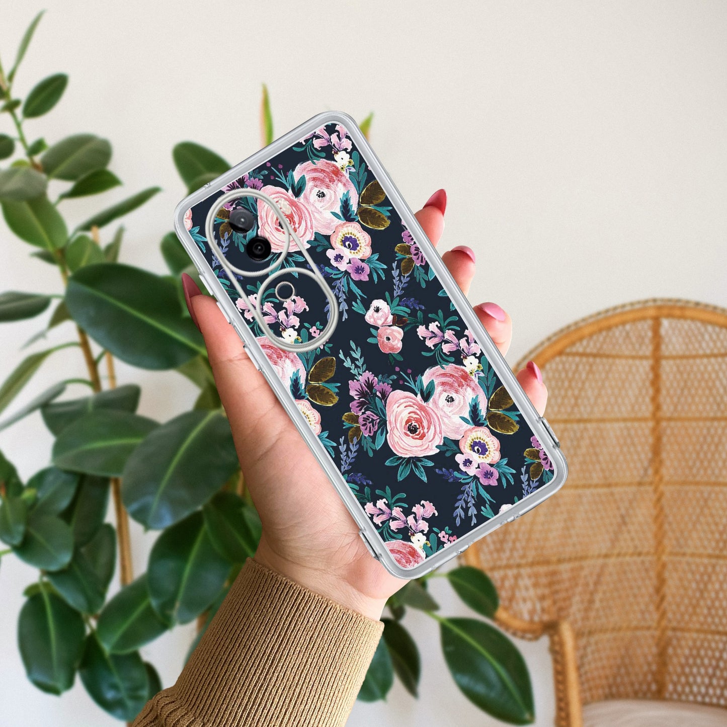Cute Floral Transparent Silicon Case For iQOO