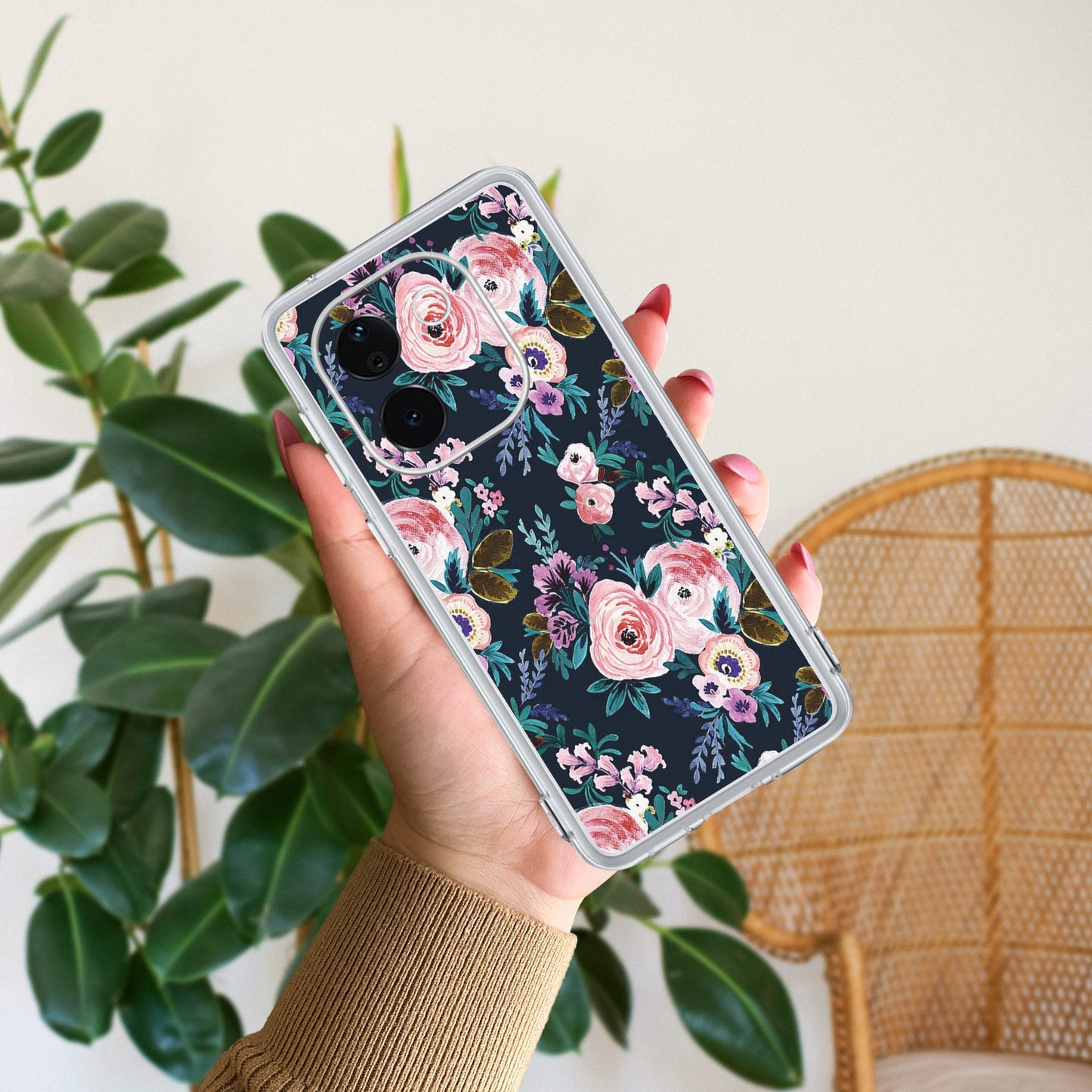 Cute Floral Transparent Silicon Case For iQOO
