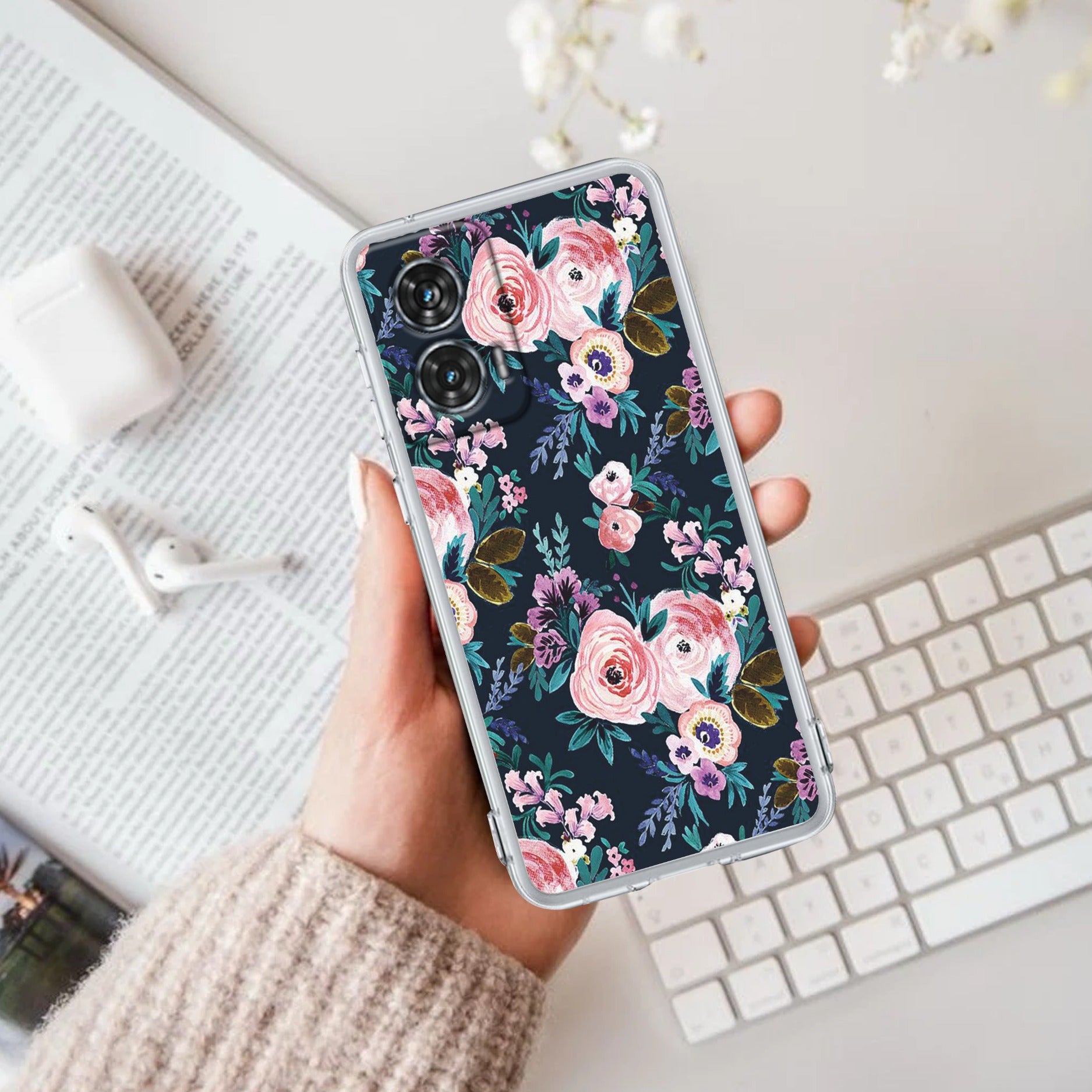Cute Floral Anti Yellow Case For Motorola G96 5G
