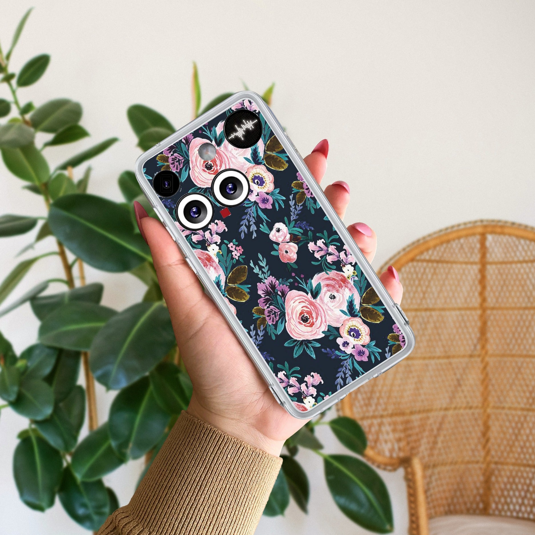 Cute Floral Transparent Silicon Case For Nothing Phone 3