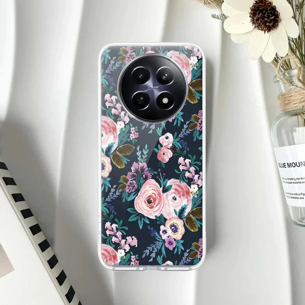 Cute Floral Transparent Silicon Case For Realme 8 4G / Realme 8 Pro