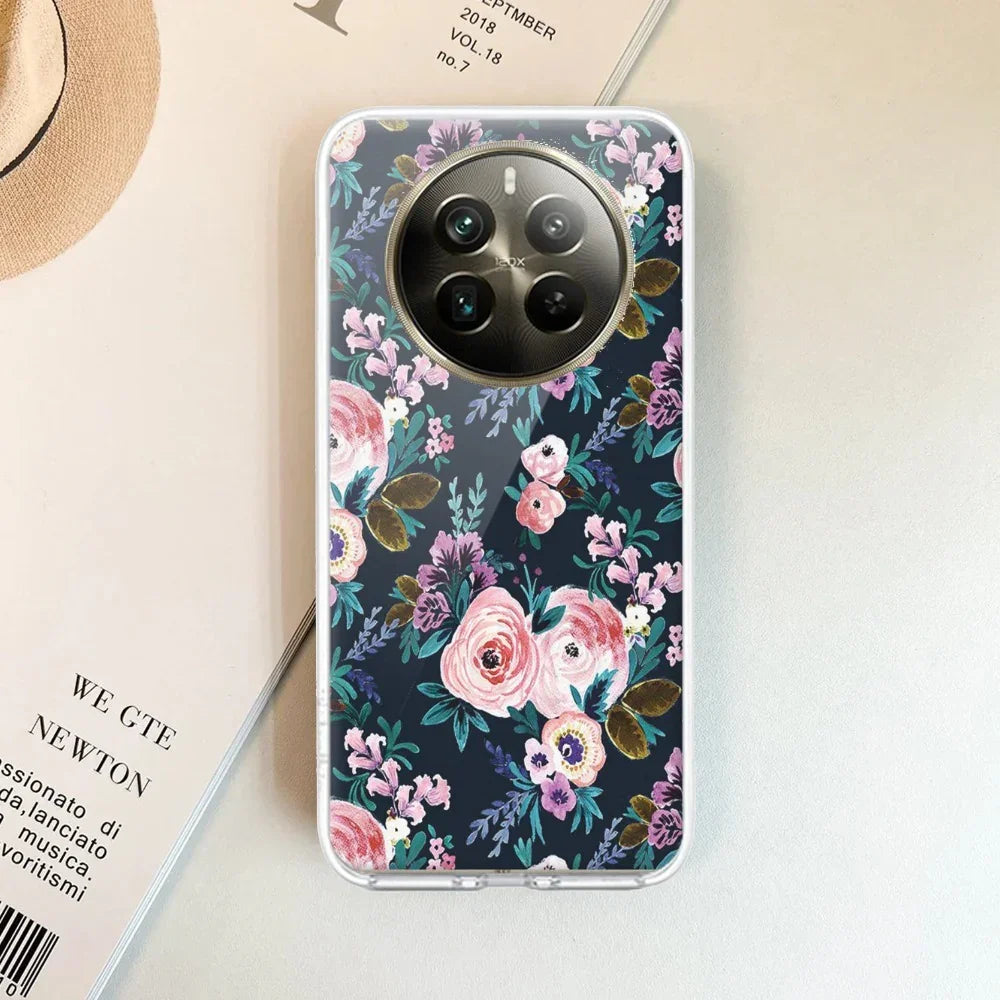 Cute Floral Transparent Silicon Case For Realme 13 Plus 5G