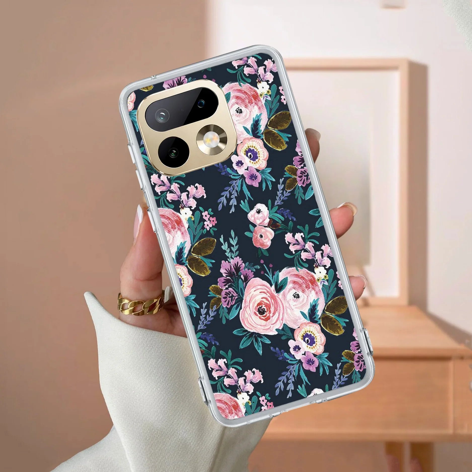 Cute Floral Transparent Silicon Case For Realme C63 5G