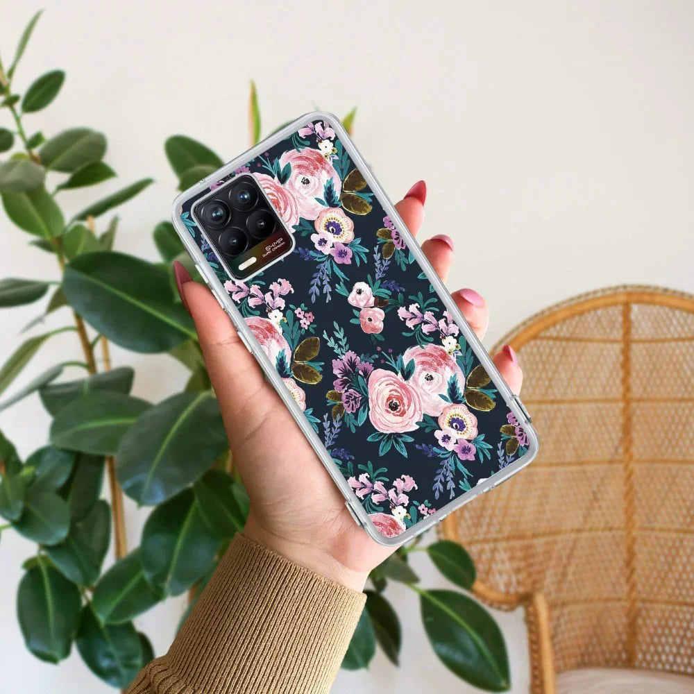 Cute Floral Transparent Silicon Case For Realme 8i / Realme Narzo 50