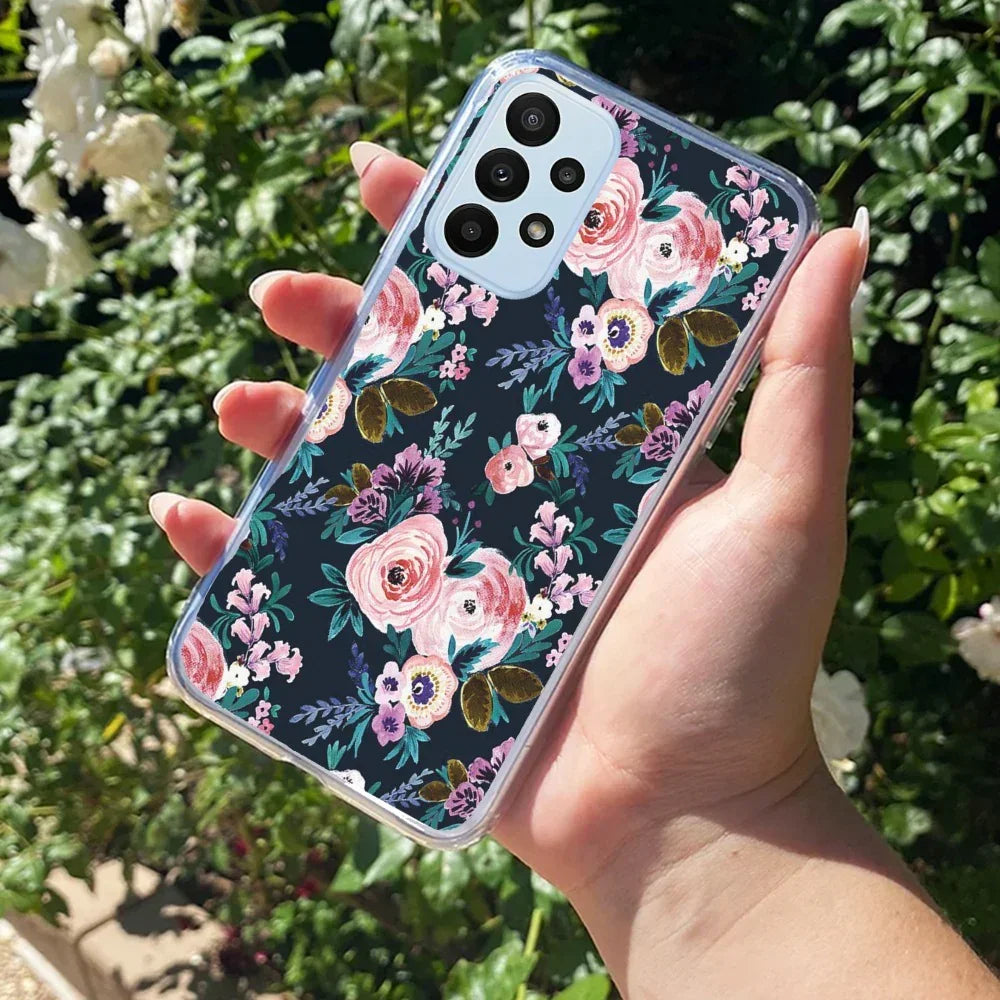 Cute Floral Transparent Silicon Case For Samsung Galaxy A32 4G