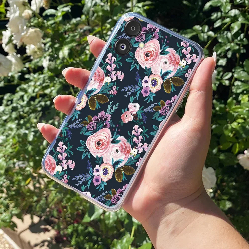 Cute Floral Transparent Silicon Case For Samsung