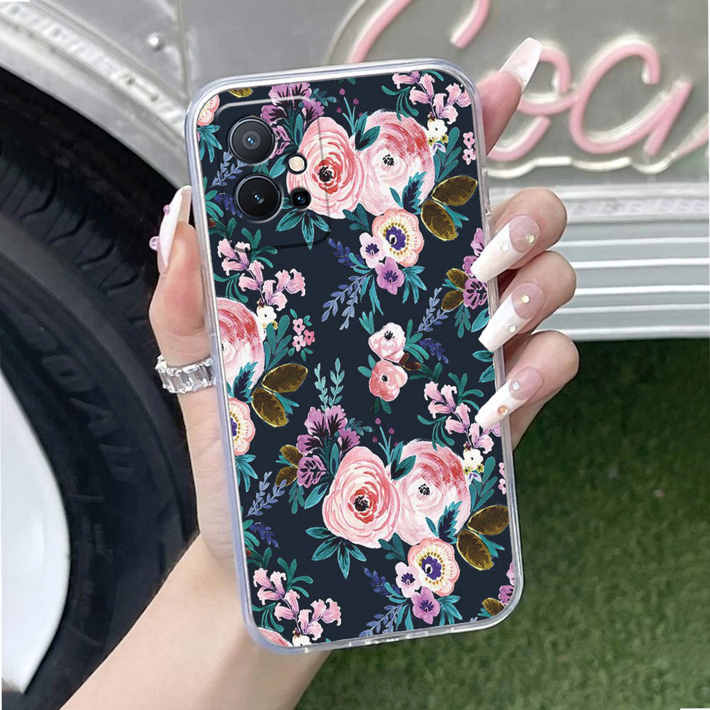 Cute Floral Transparent Silicon Case For Vivo T2 5G