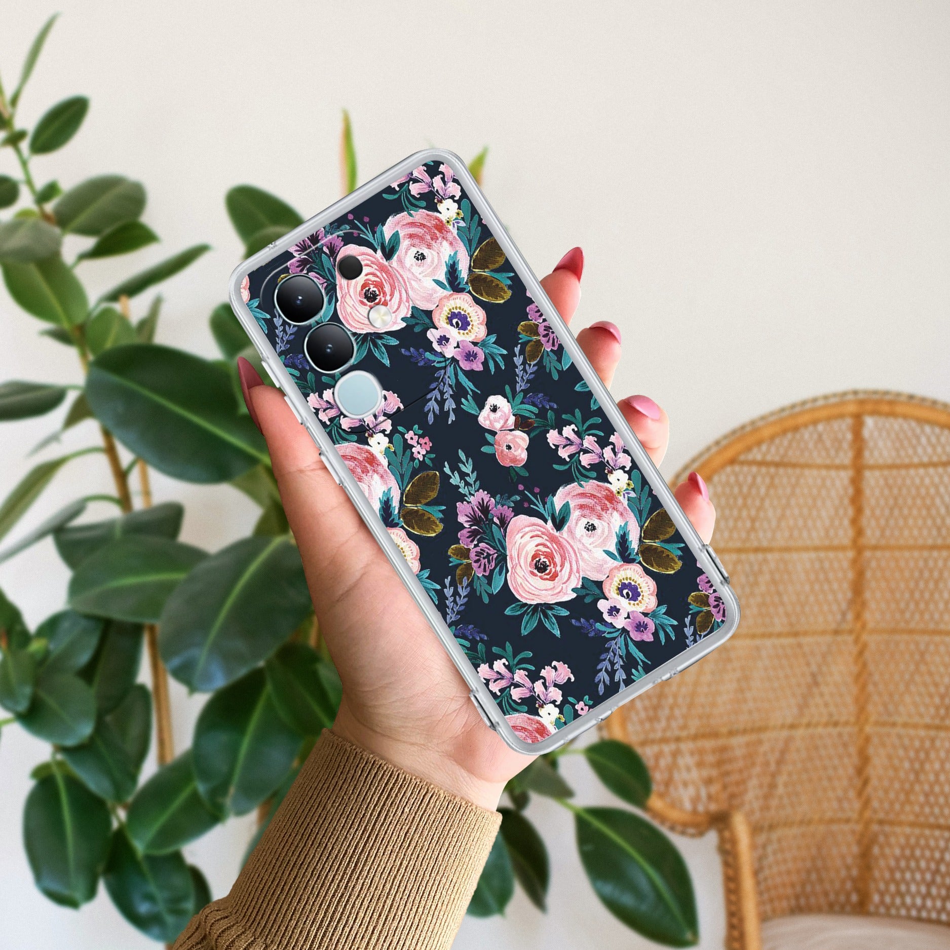 Cute Floral Transparent Silicon Case For Vivo T4x 5G