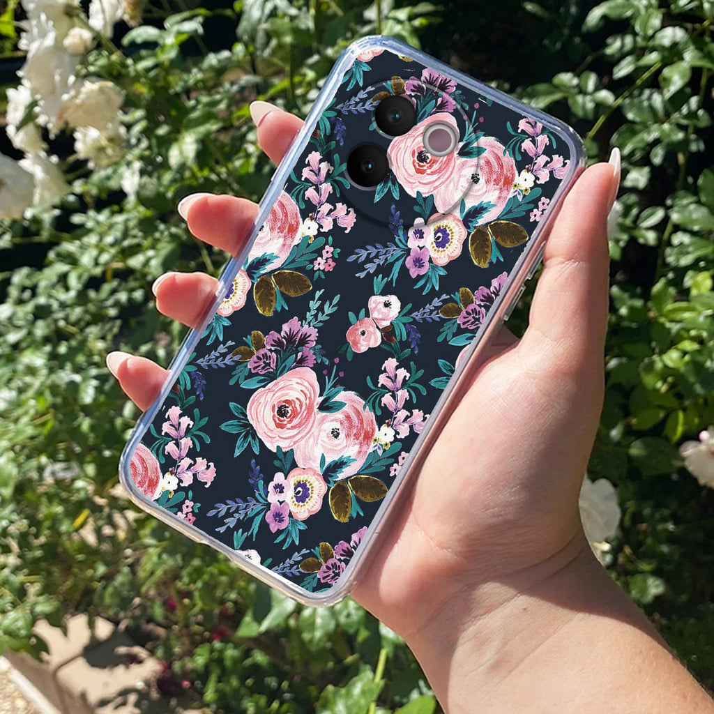Cute Floral Transparent Silicon Case For Vivo