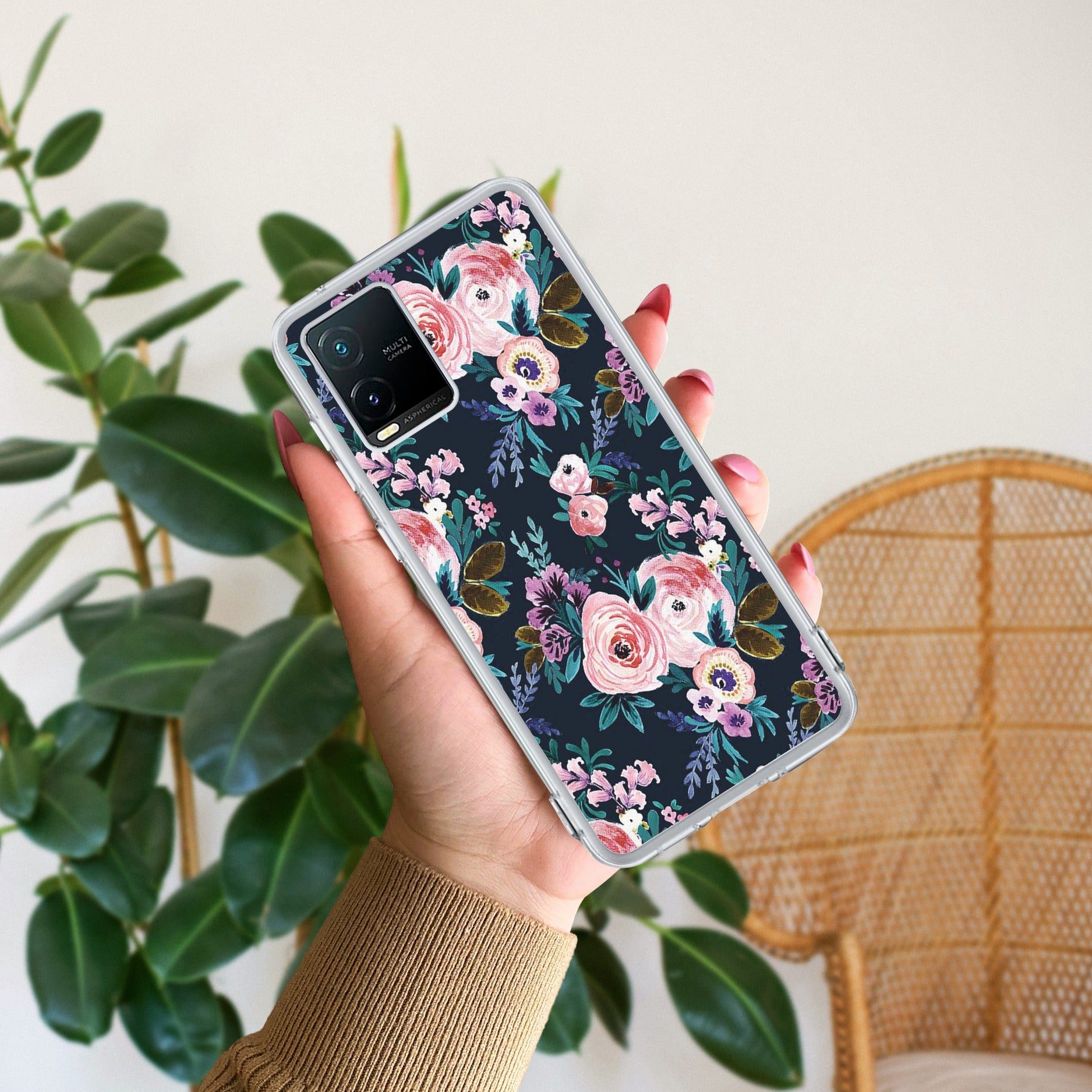 Cute Floral Transparent Silicon Case For Vivo T1x