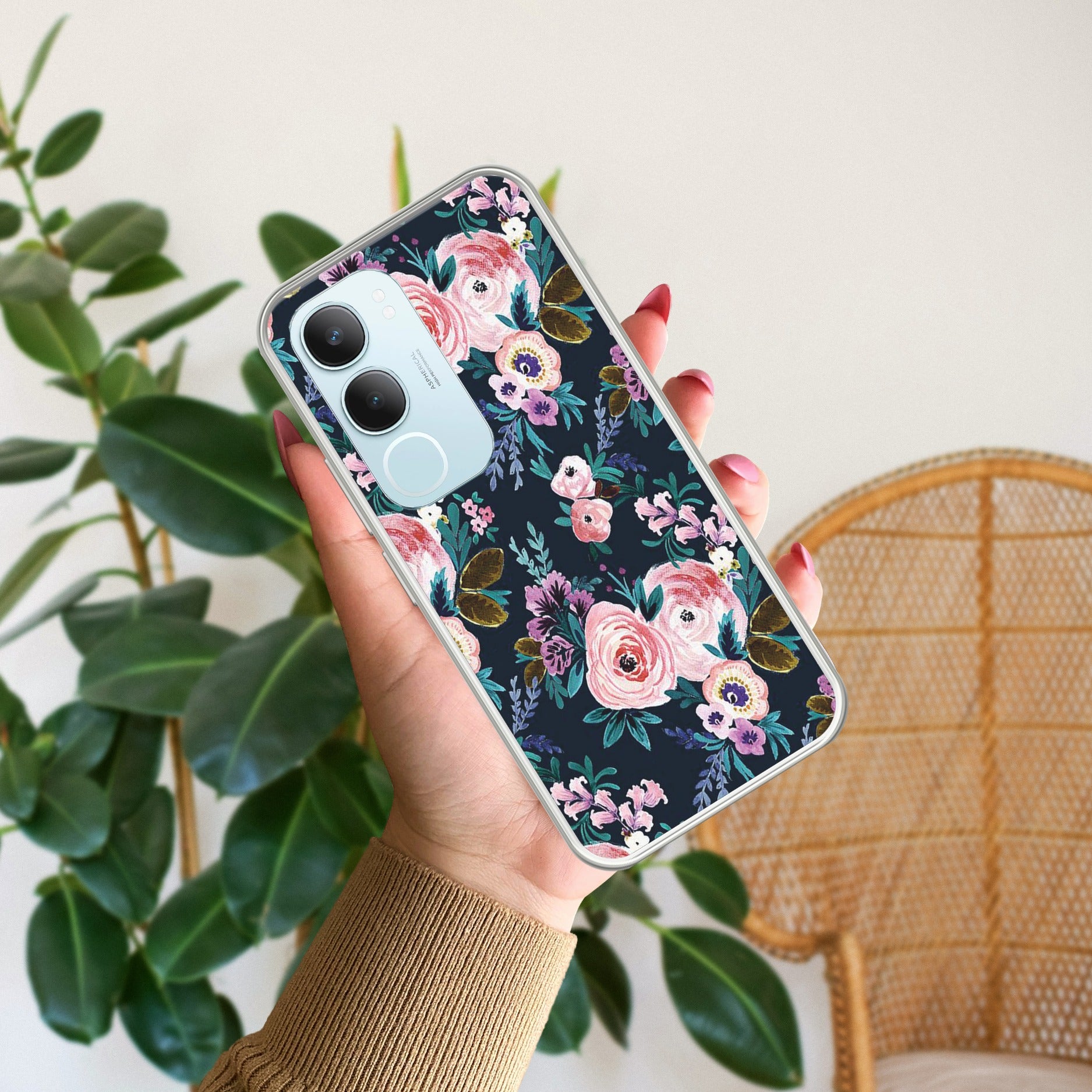 Cute Floral Transparent Silicon Case For Vivo Y29 5G