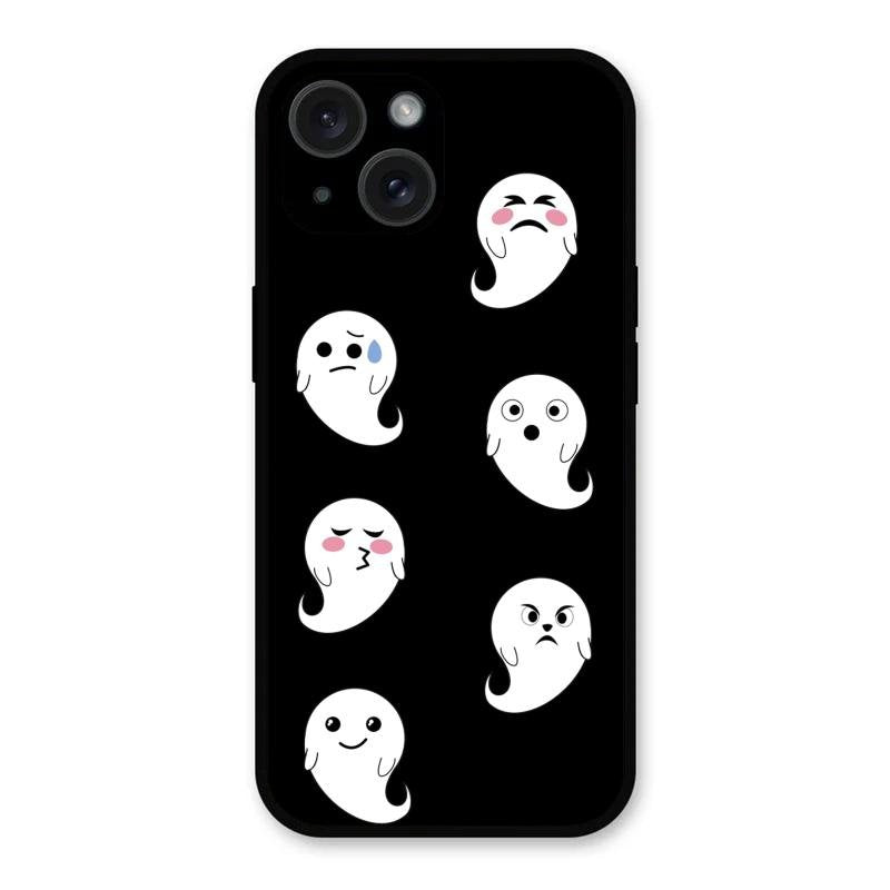 Cute Ghost Glass Case Cover For iPhone 15
