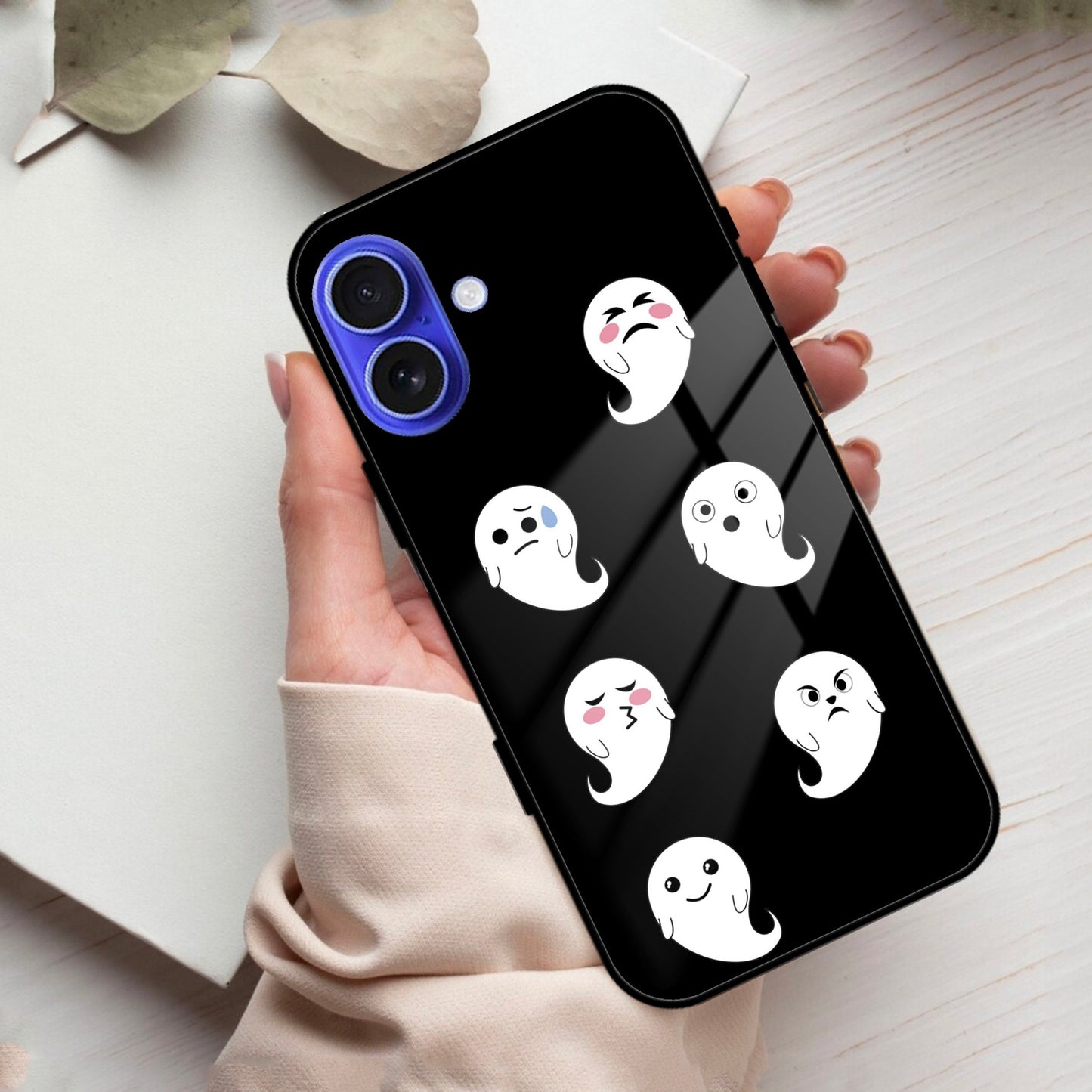 Cute Ghost Glass Case Cover For iPhone