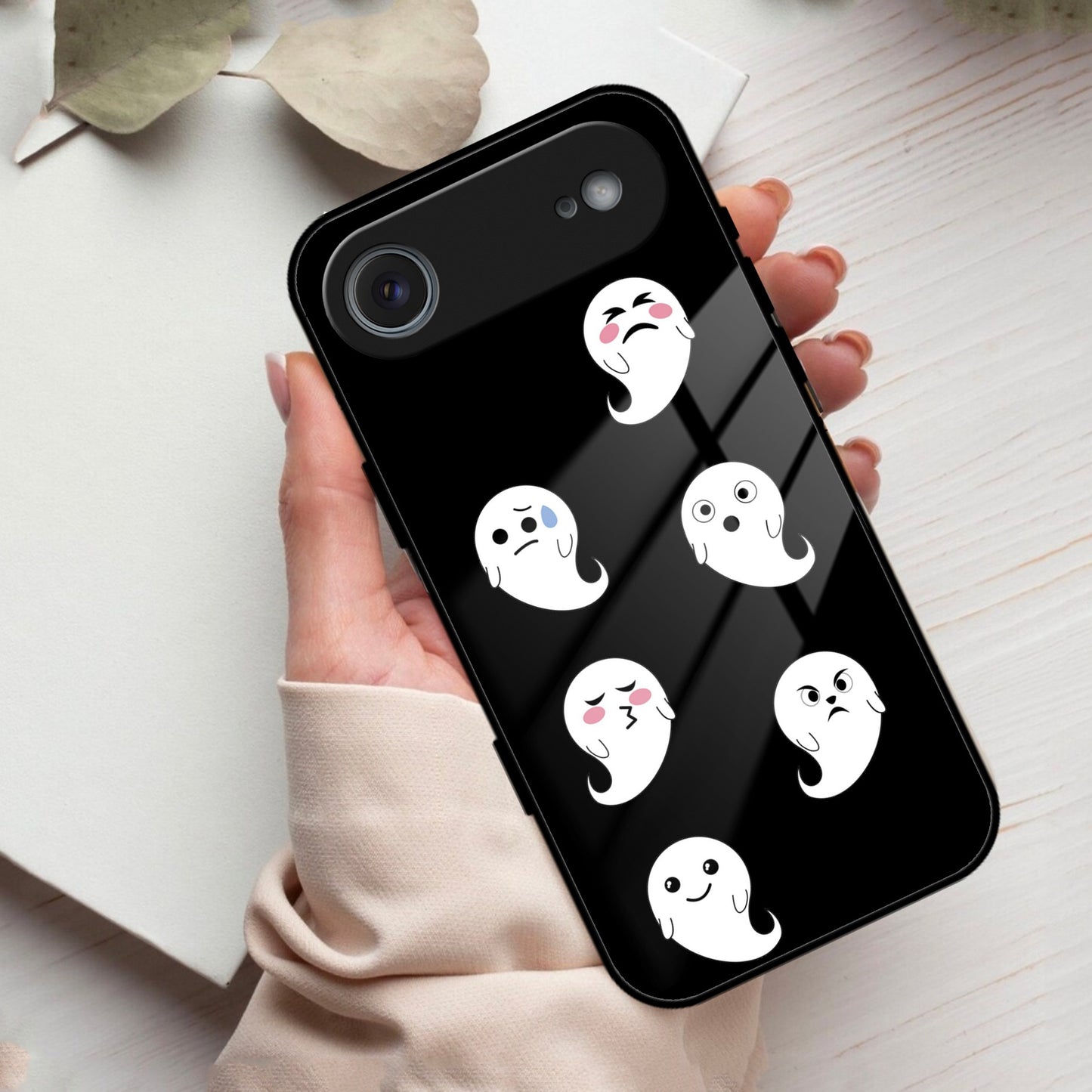 Cute Ghost Glass Case Cover For iPhone