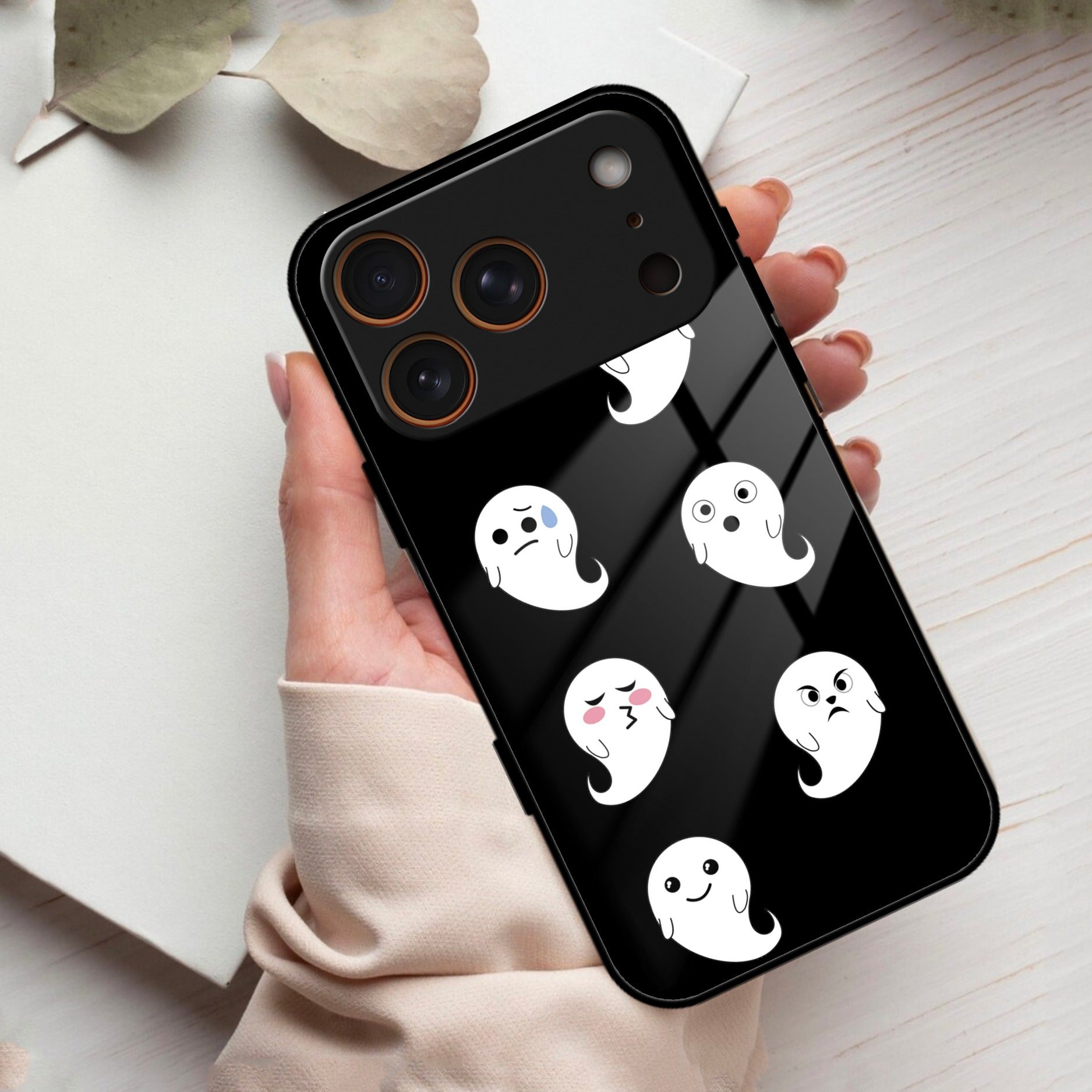 Cute Ghost Glass Case Cover For iPhone 17 Pro