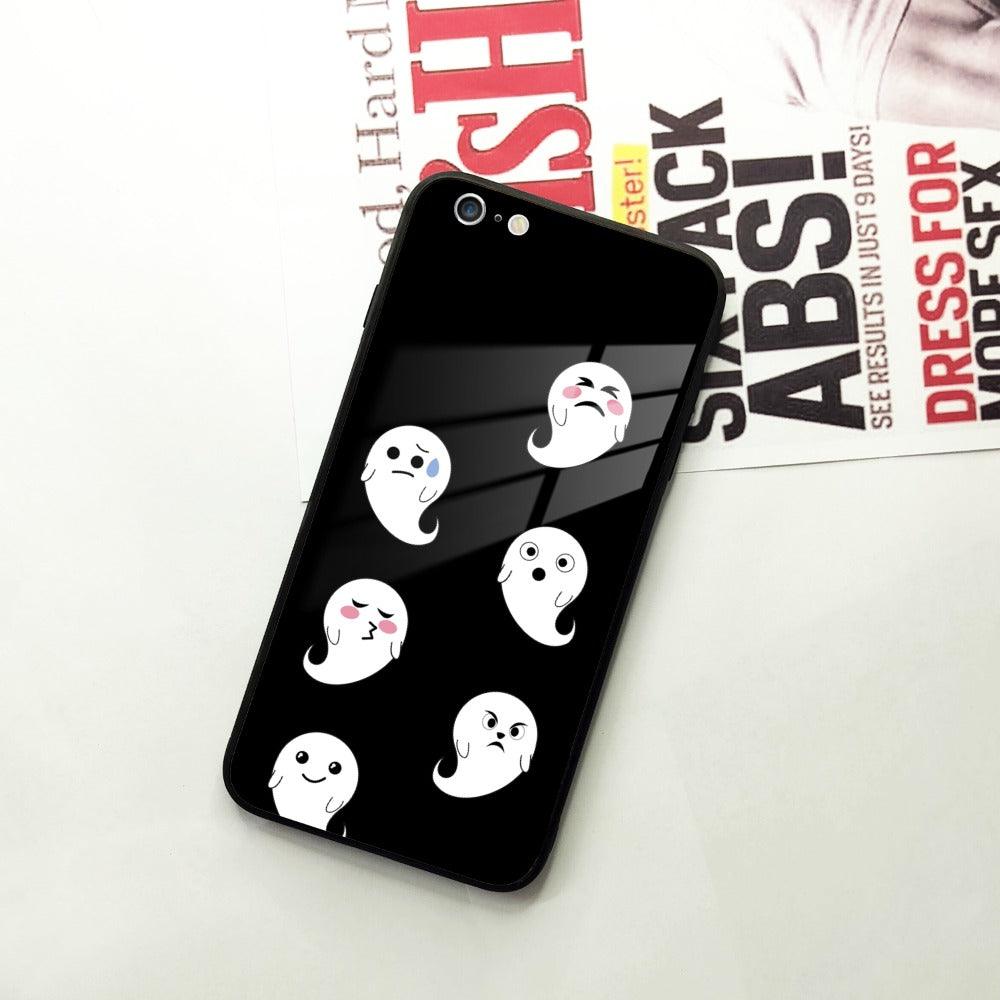 Cute Ghost Glass Case Cover For iPhone