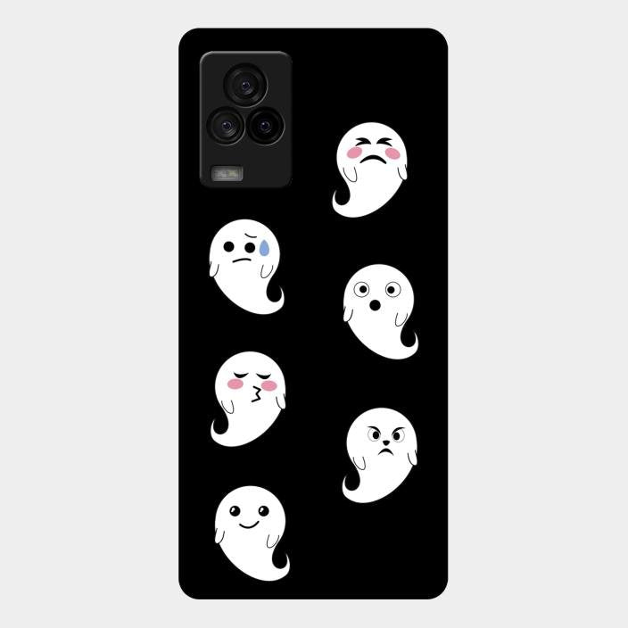 Cute Ghost Glass Case Cover For Iqoo 7 Legend 5G