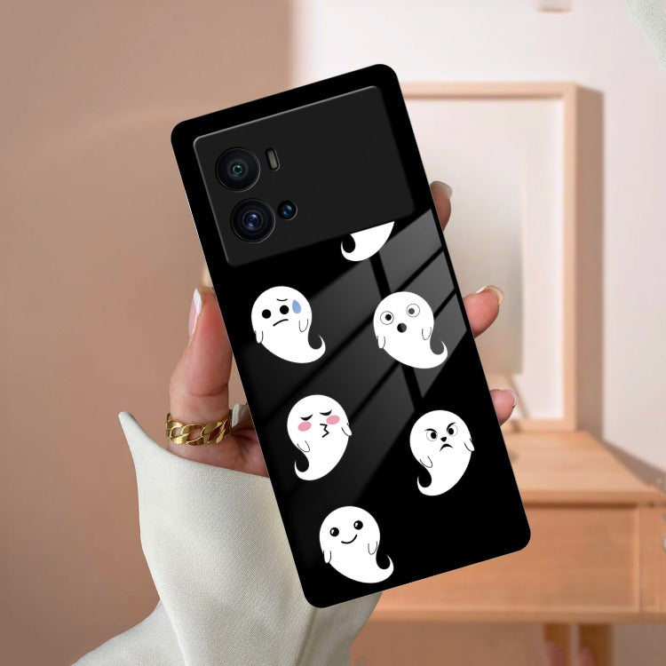 Cute Ghost Glass Case Cover For iQOO