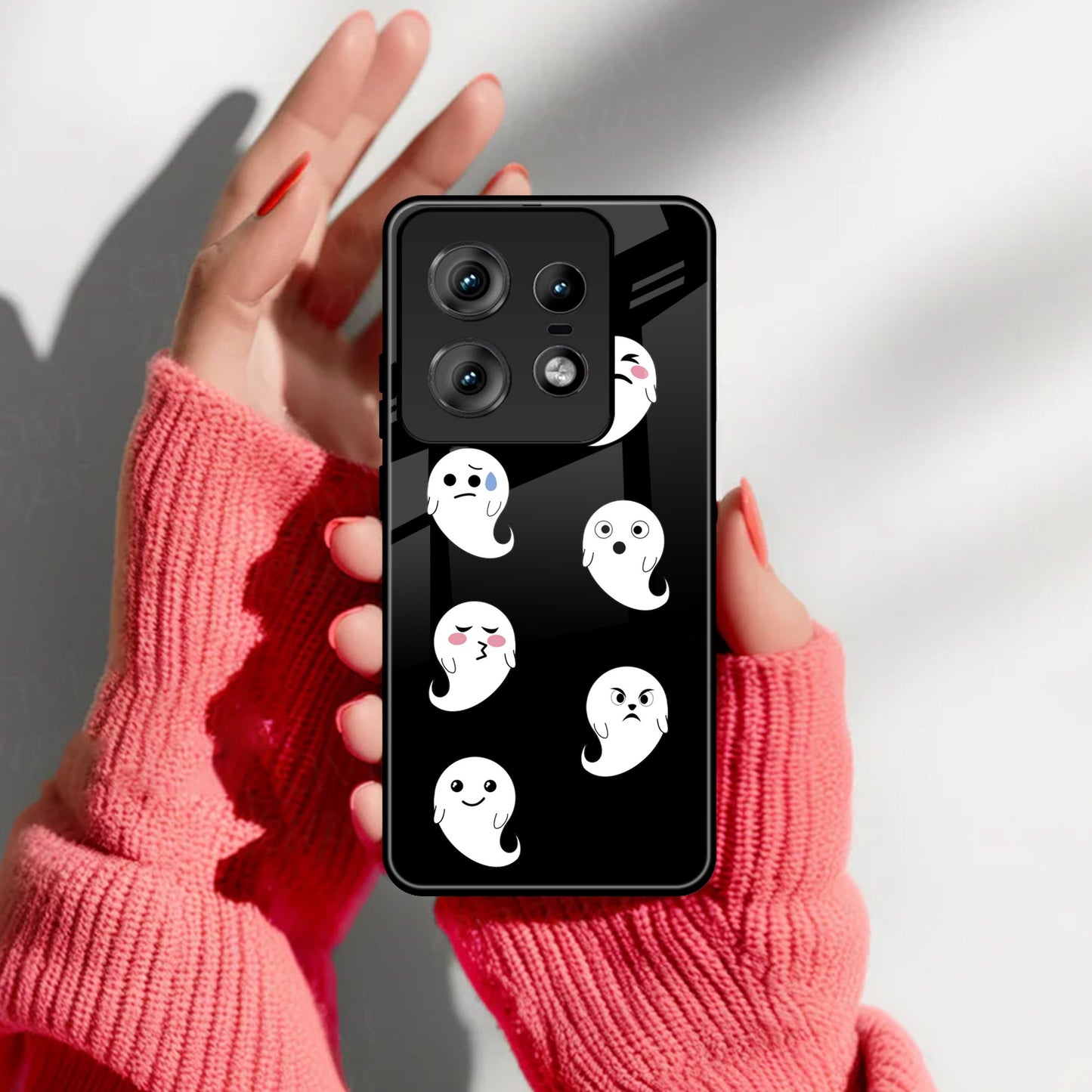 Cute Ghost Glass Case Cover For Motorola