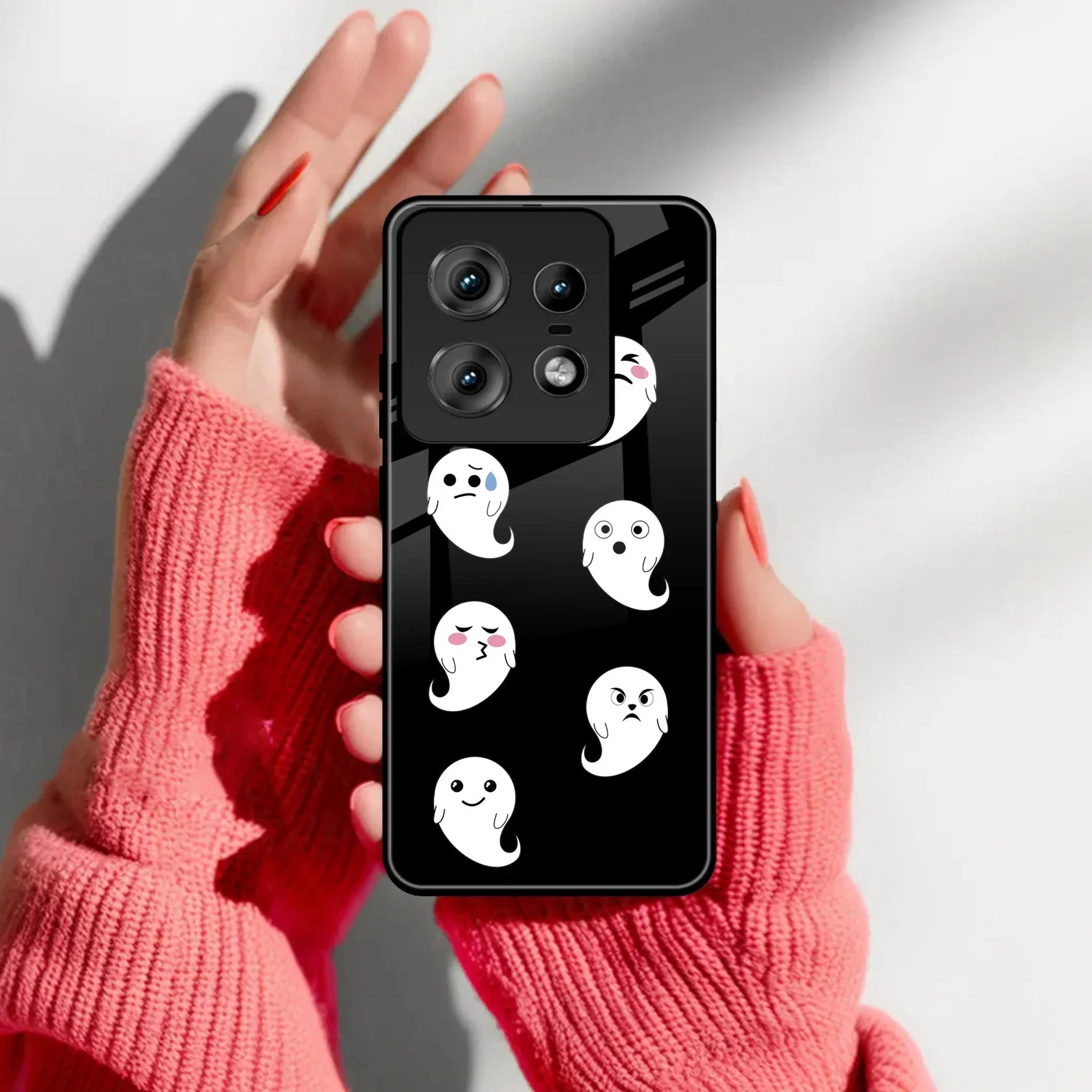 Cute Ghost Glass Case Cover For Motorola - ShopOnCliQ