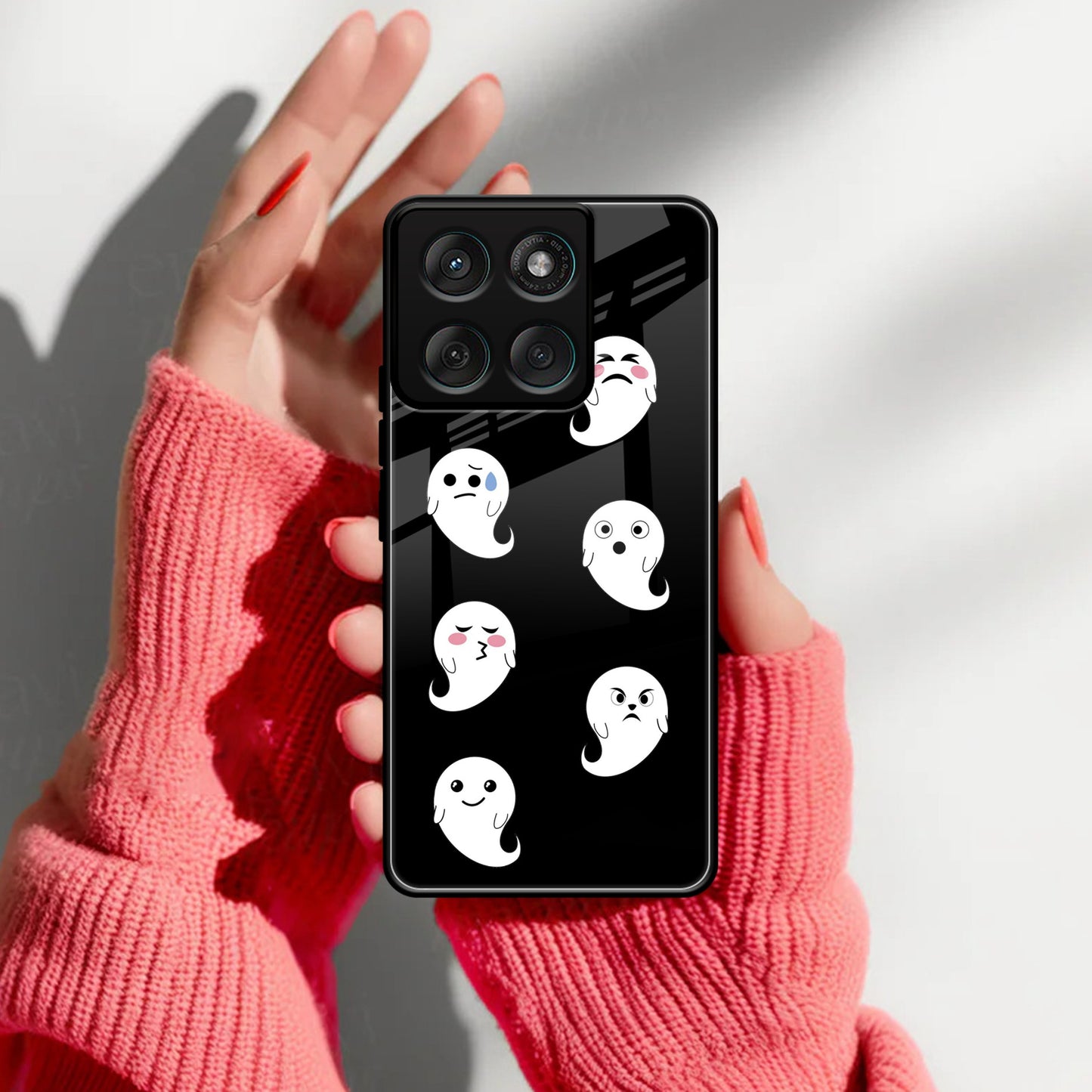 Cute Ghost Glass Case Cover For Motorola