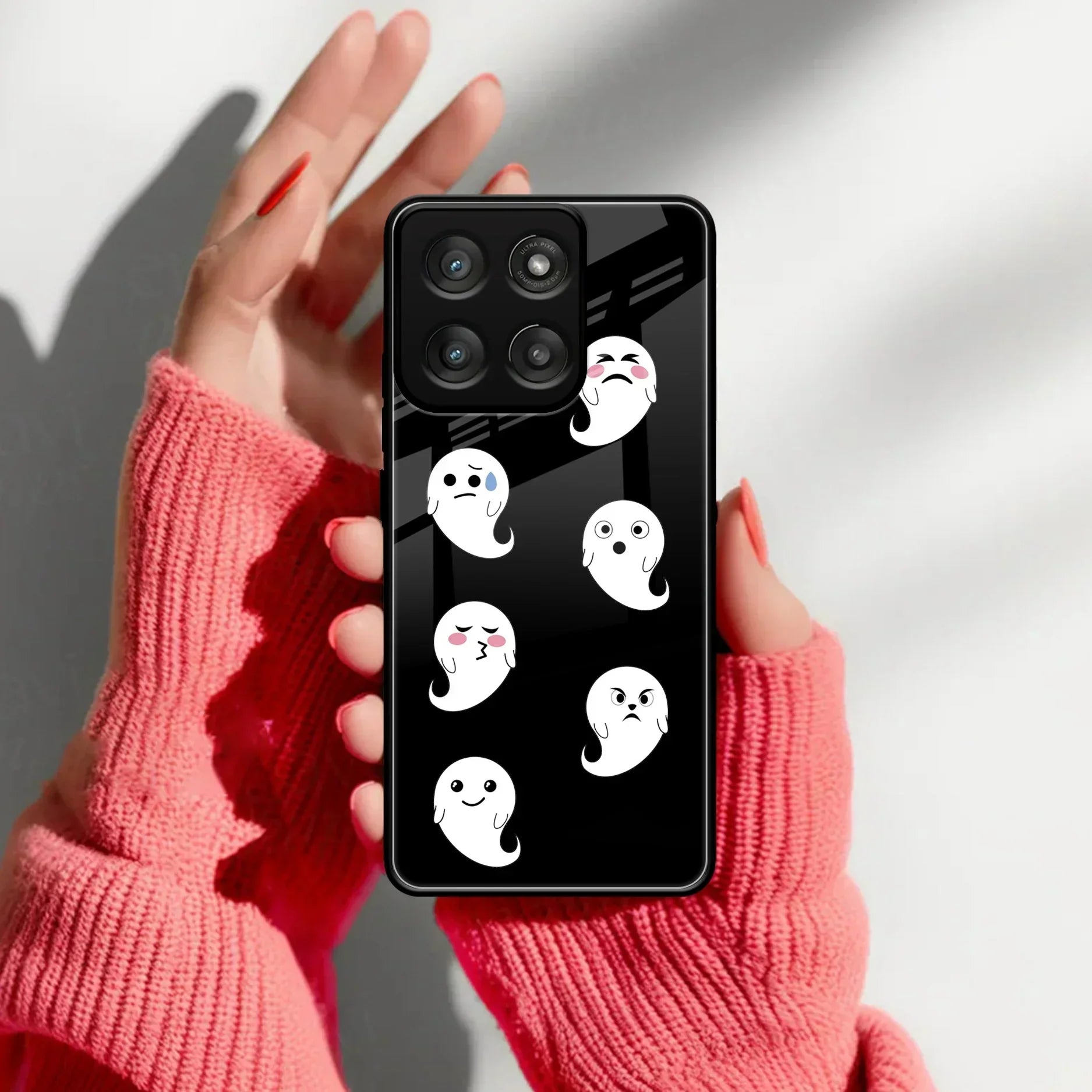Cute Ghost Glass Case Cover For Motorola - ShopOnCliQ