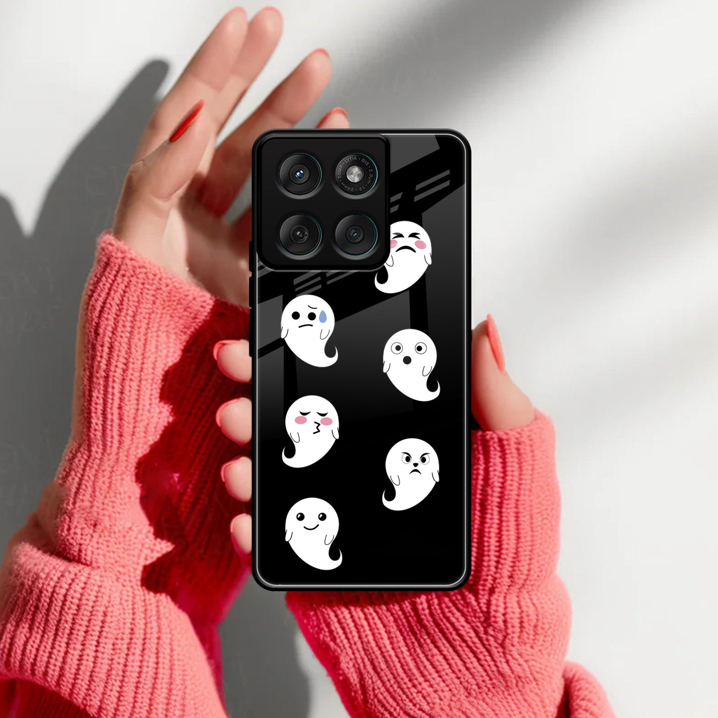 Cute Ghost Glass Case Cover For Motorola