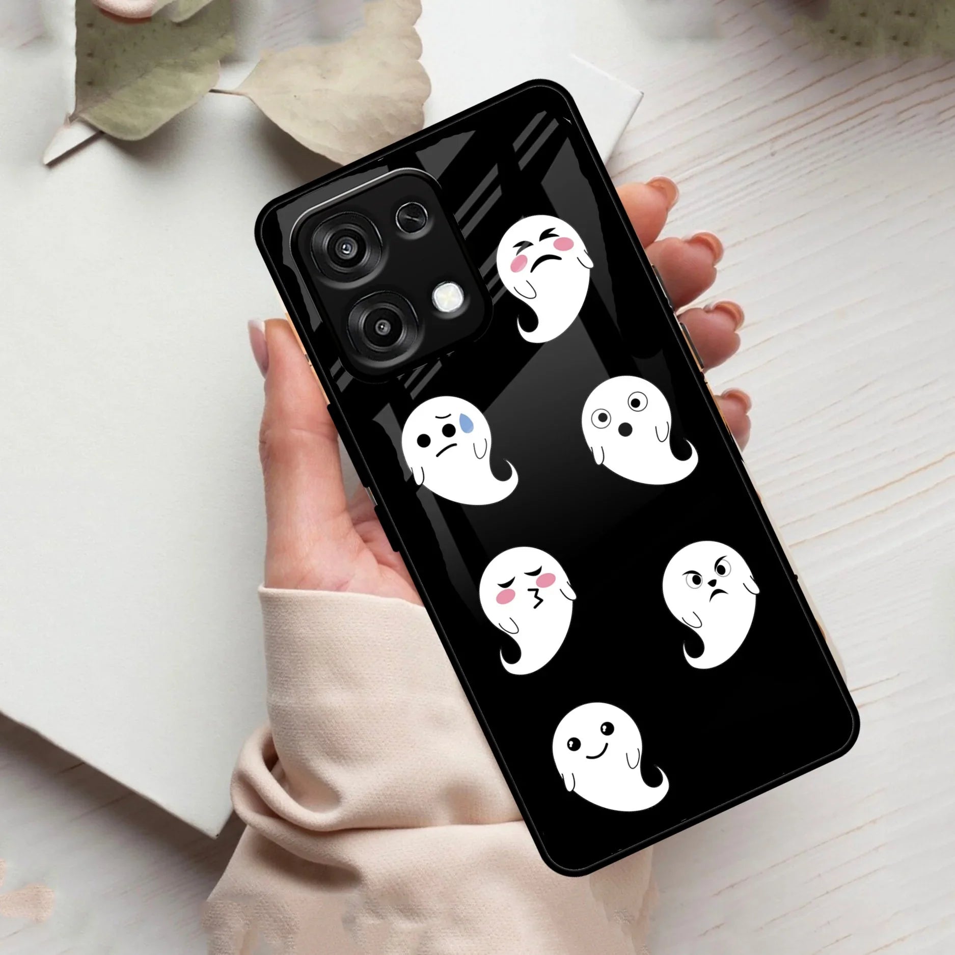 Cute Ghost Glass Case Cover For Oppo