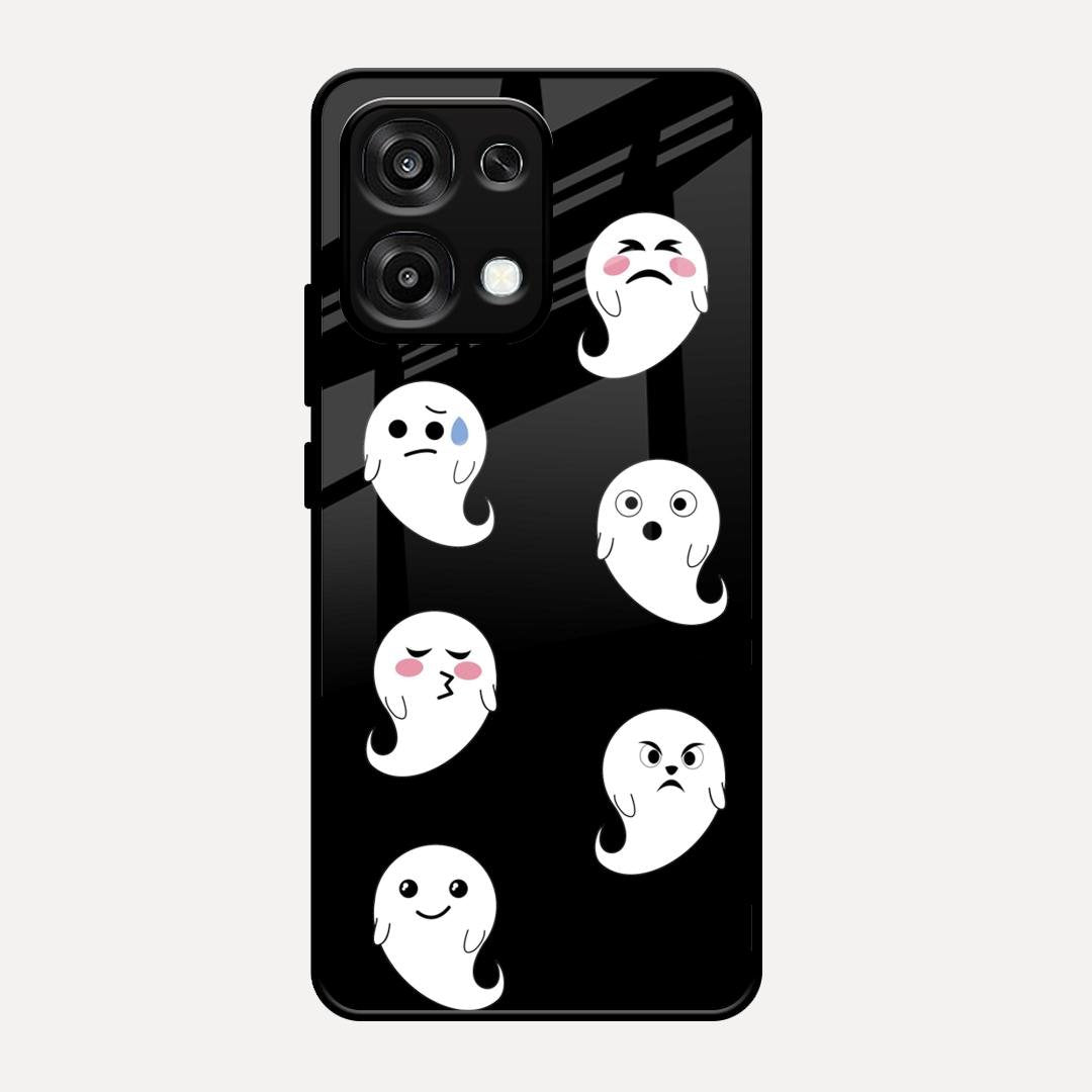 Cute Ghost Glass Case Cover For Oppo F31 5G