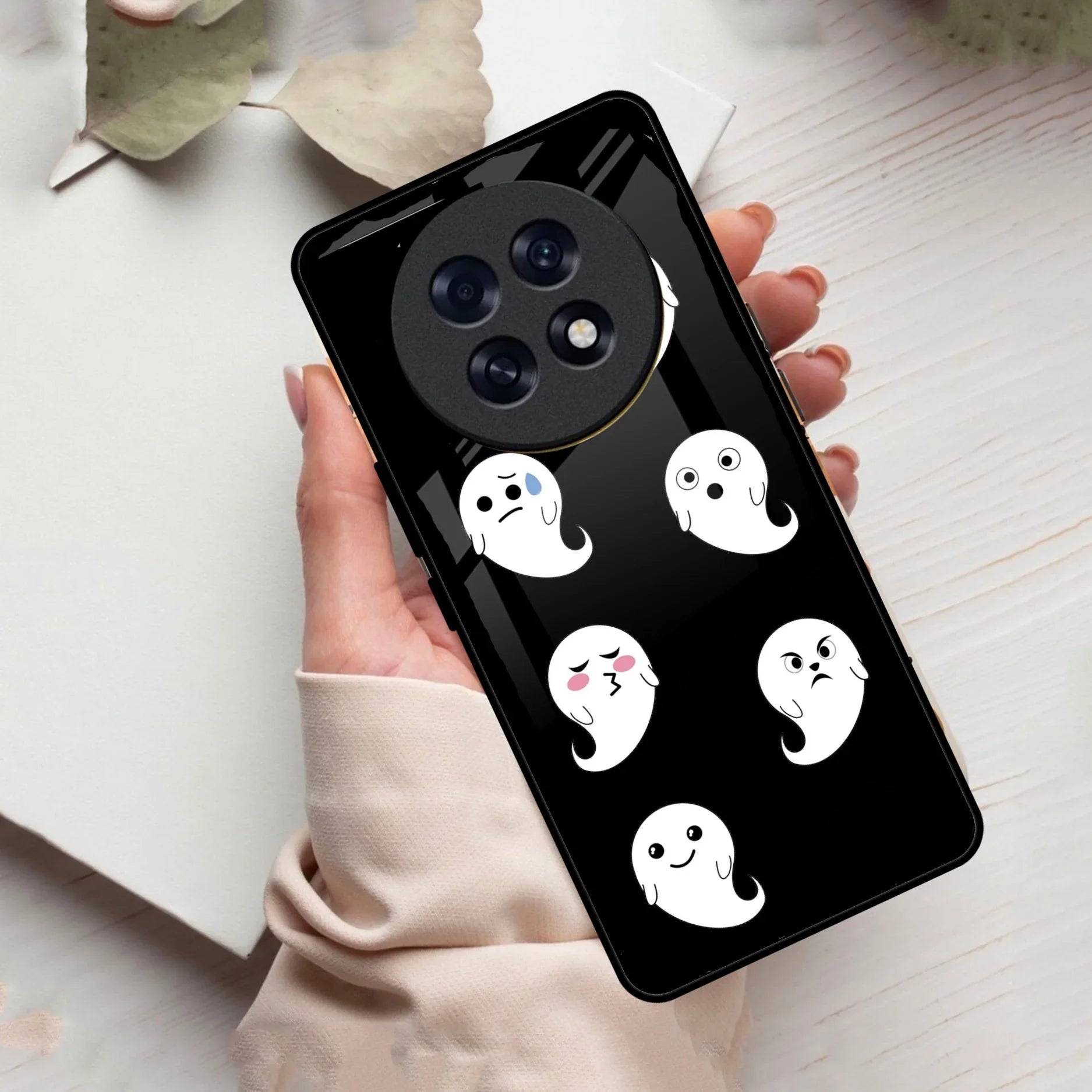 Cute Ghost Glass Case Cover For Oppo