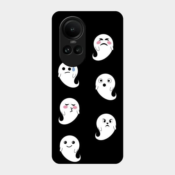 Cute Ghost Glass Case Cover For Oppo Reno 10 5G