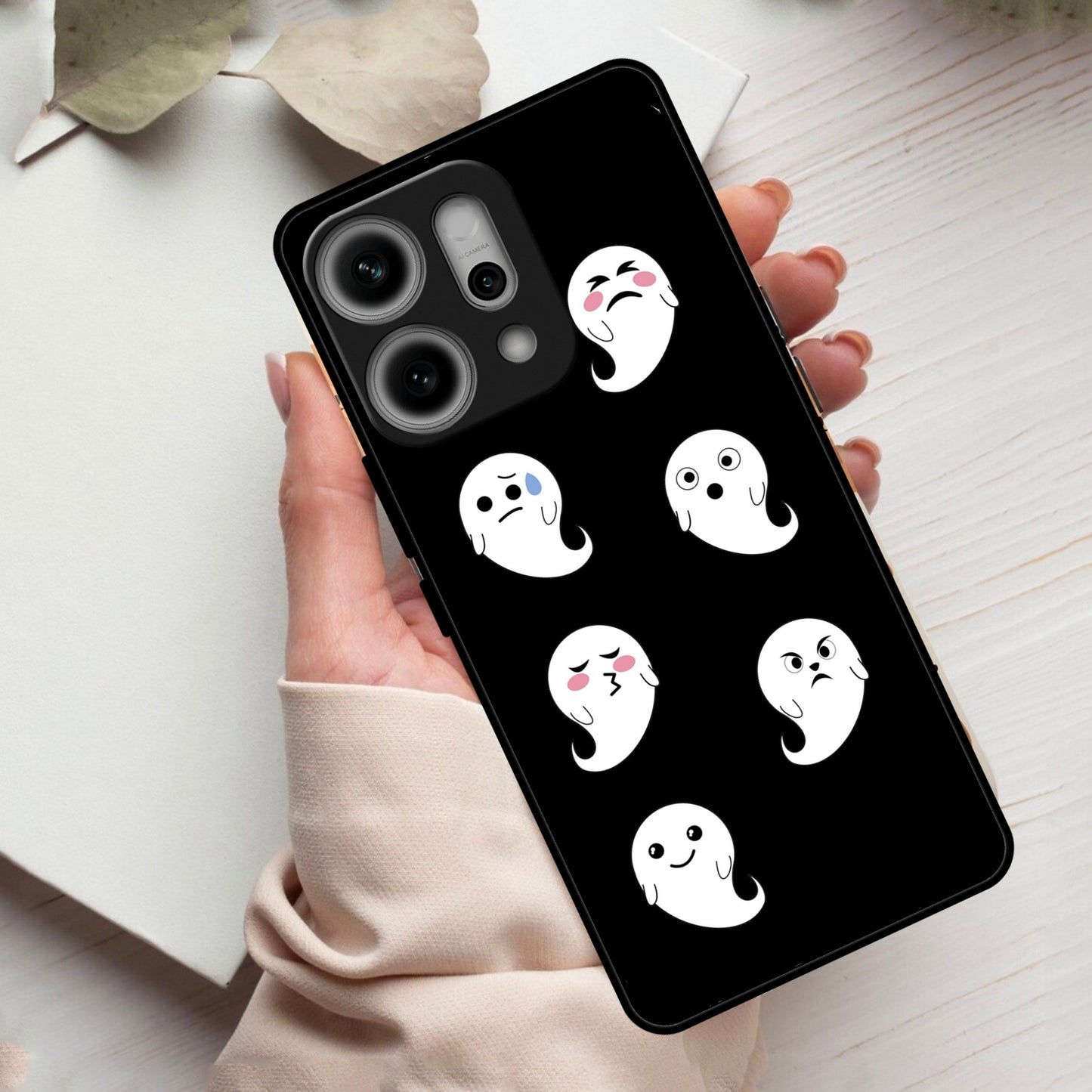 Cute Ghost Glass Case Cover For Oppo
