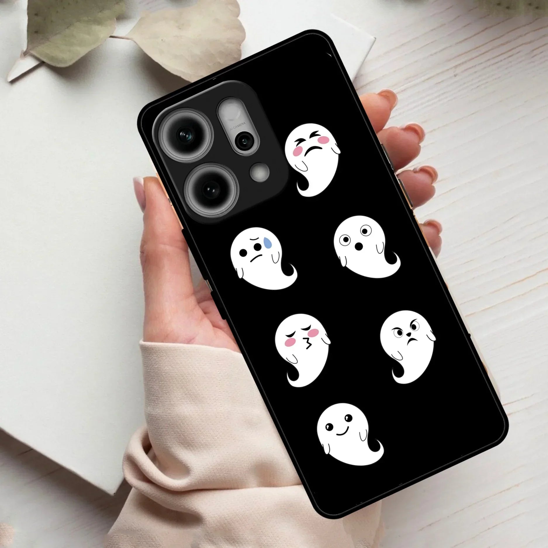 Cute Ghost Glass Case Cover For Oppo - ShopOnCliQ