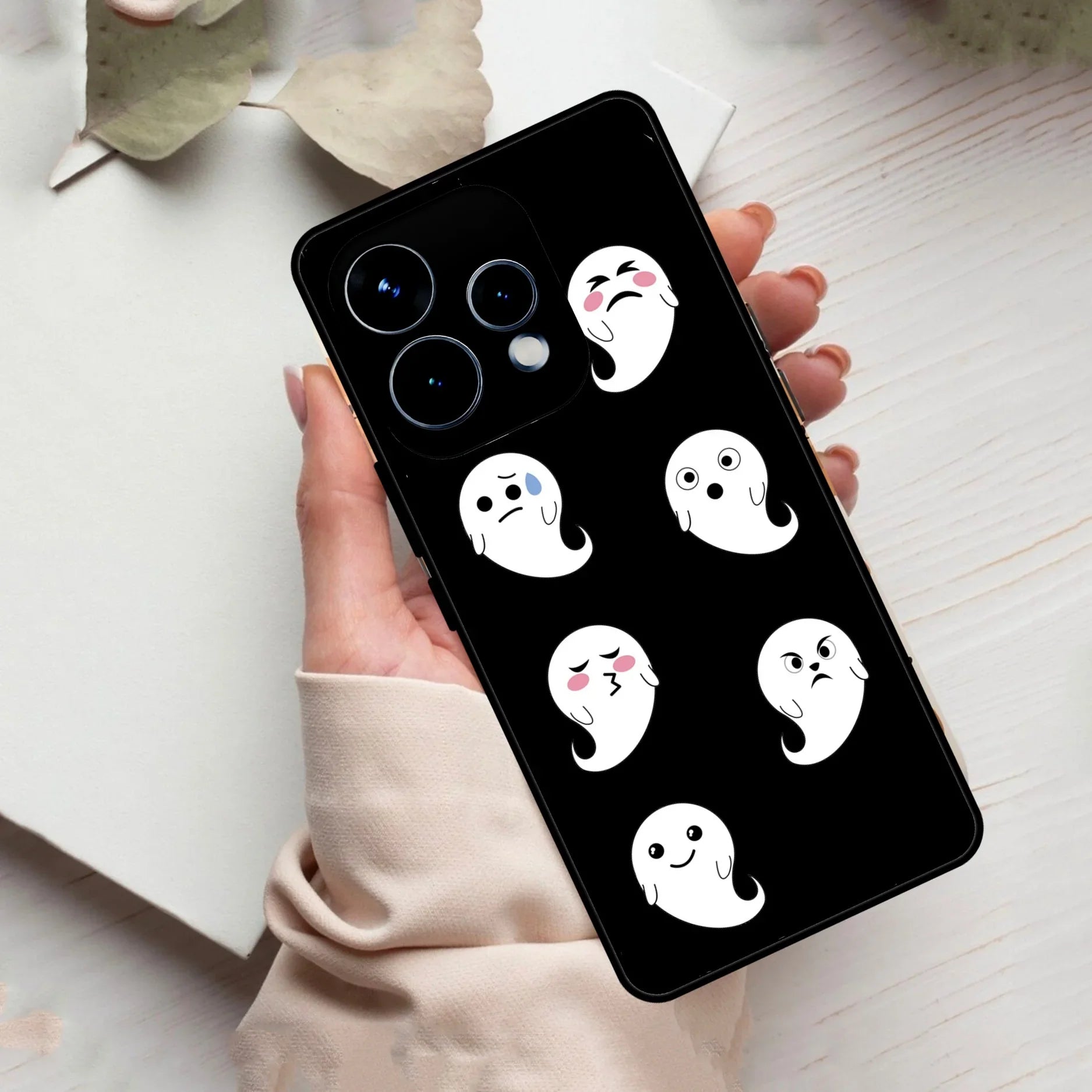 Cute Ghost Glass Case Cover For Oppo