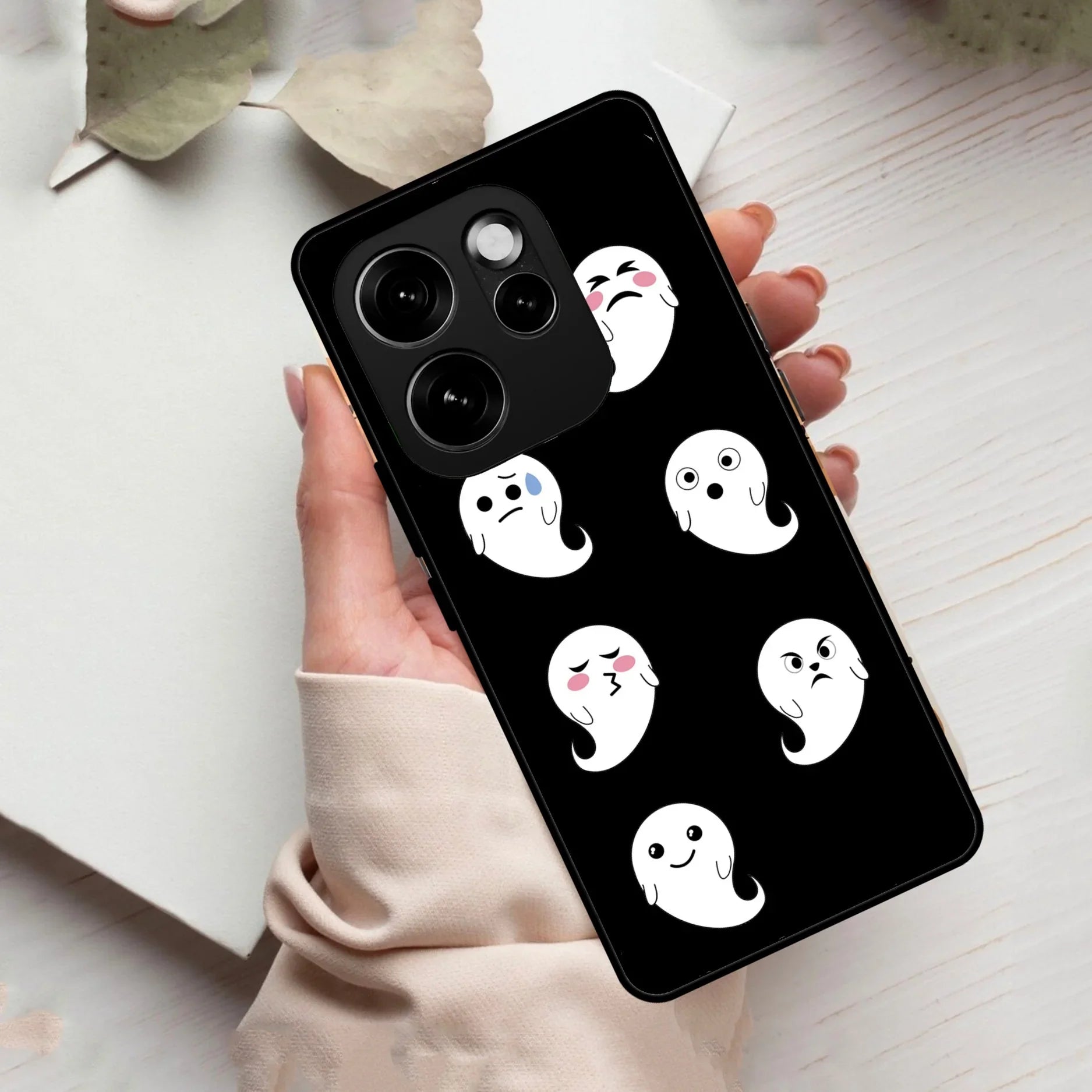 Cute Ghost Glass Case Cover For Oppo