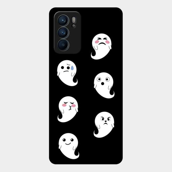 Cute Ghost Glass Case Cover For Oppo Reno 6 5G