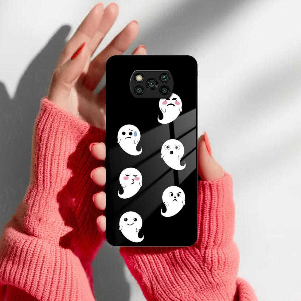 Cute Ghost Glass Case Cover For Poco