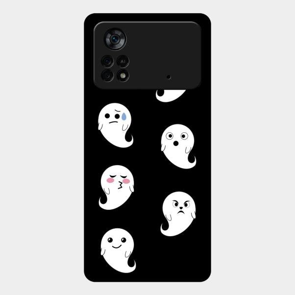 Cute Ghost Glass Case Cover For Poco X4 Pro 5G