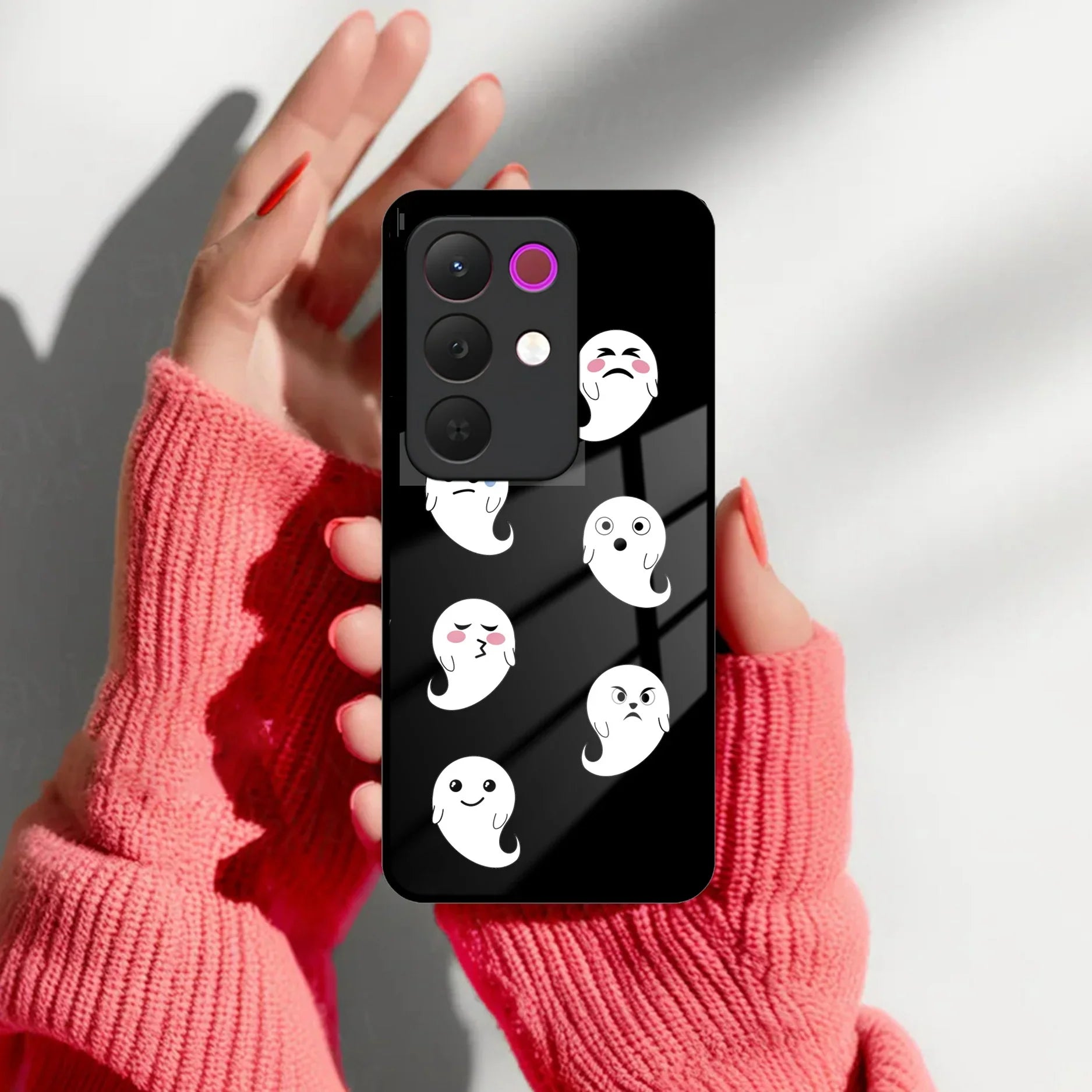Cute Ghost Glass Case Cover For Realme/Narzo