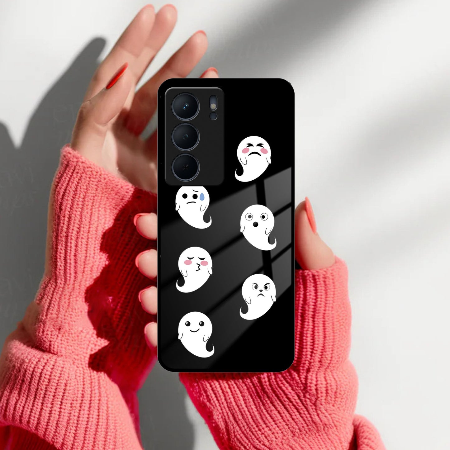 Cute Ghost Glass Case Cover For Realme/Narzo