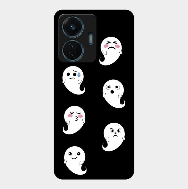 Cute Ghost Glass Case Cover For Vivo T1 44W 4G