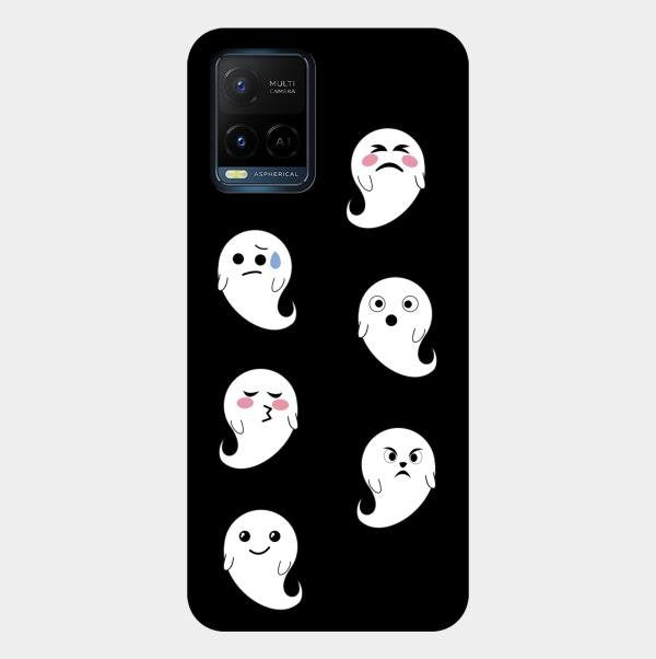 Cute Ghost Glass Case Cover For Vivo T1X