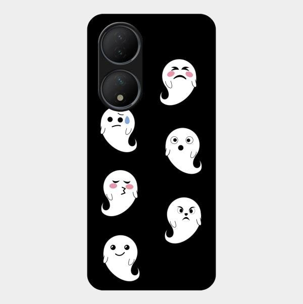 Cute Ghost Glass Case Cover For Vivo T2 5G